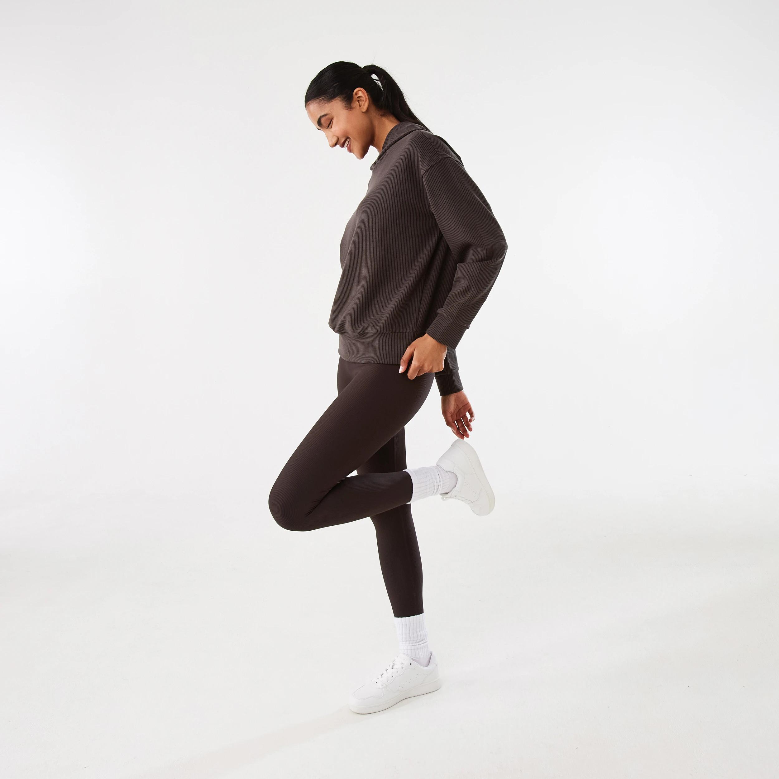 3 Active Womens Rib Leggings TUSCAN BROWN, 3 of 5