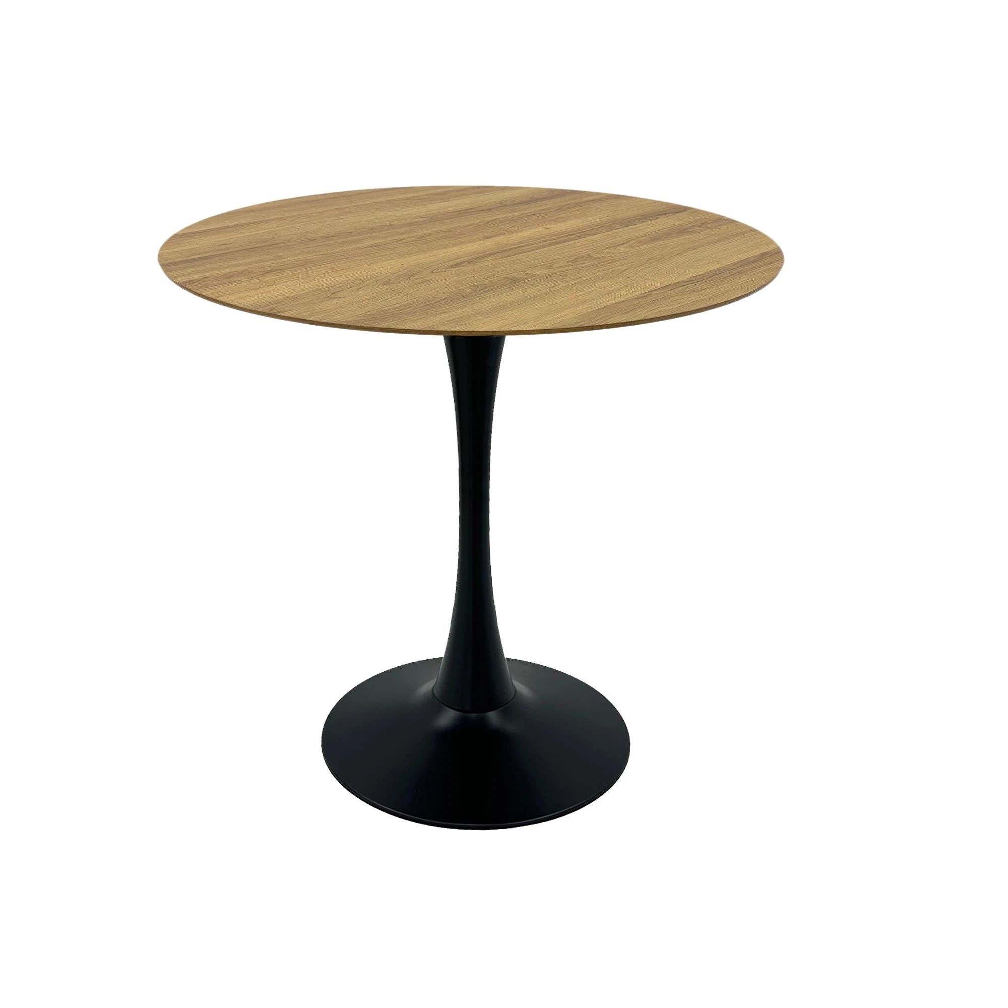 1 Foret Modern Round Dining Table Tulip Coffee Table 80cm Wooden Top Metal Legs Bk, 1 of 7