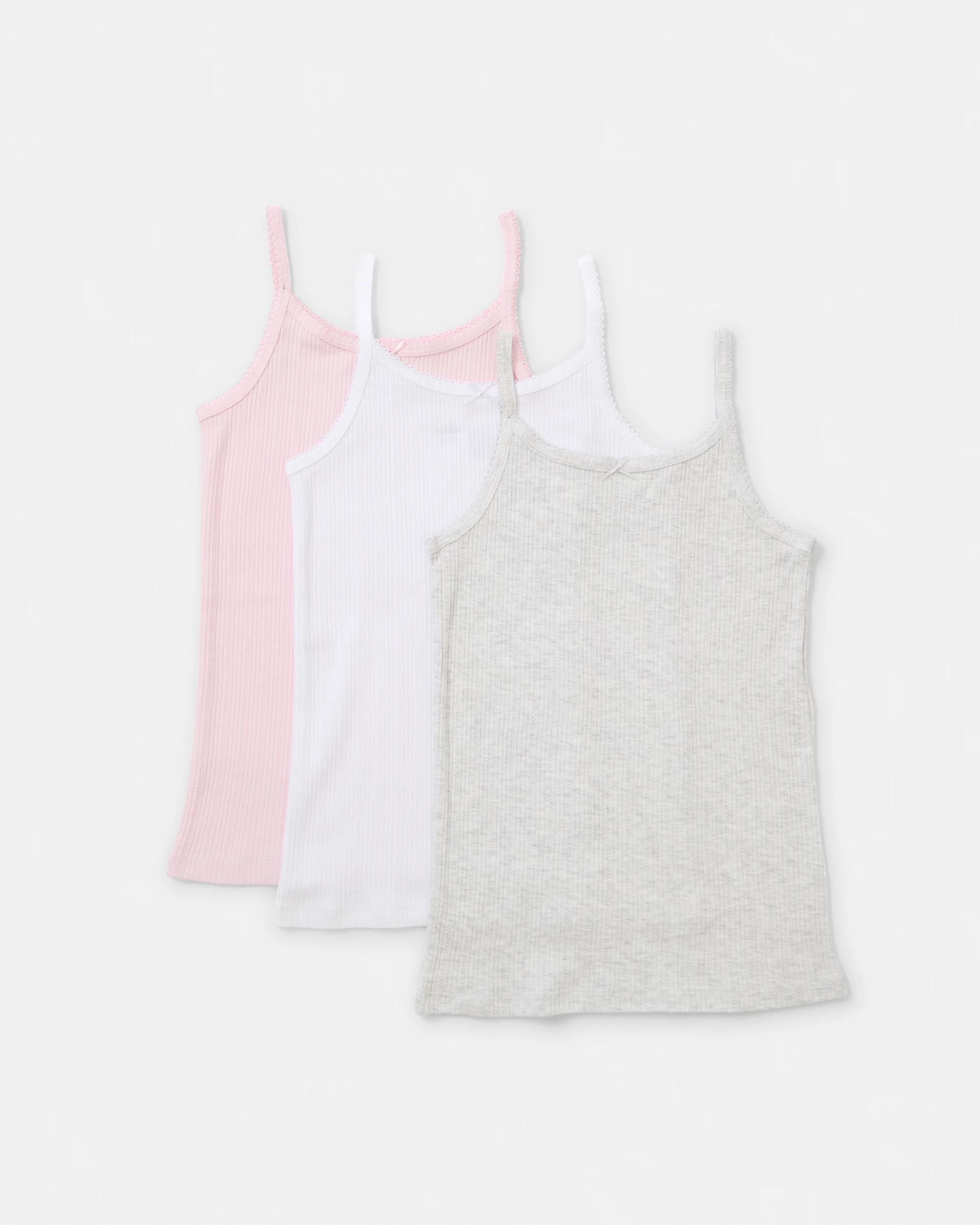 1 3 Pack Pointelle Singlets Pnk Singlt, 1 of 6