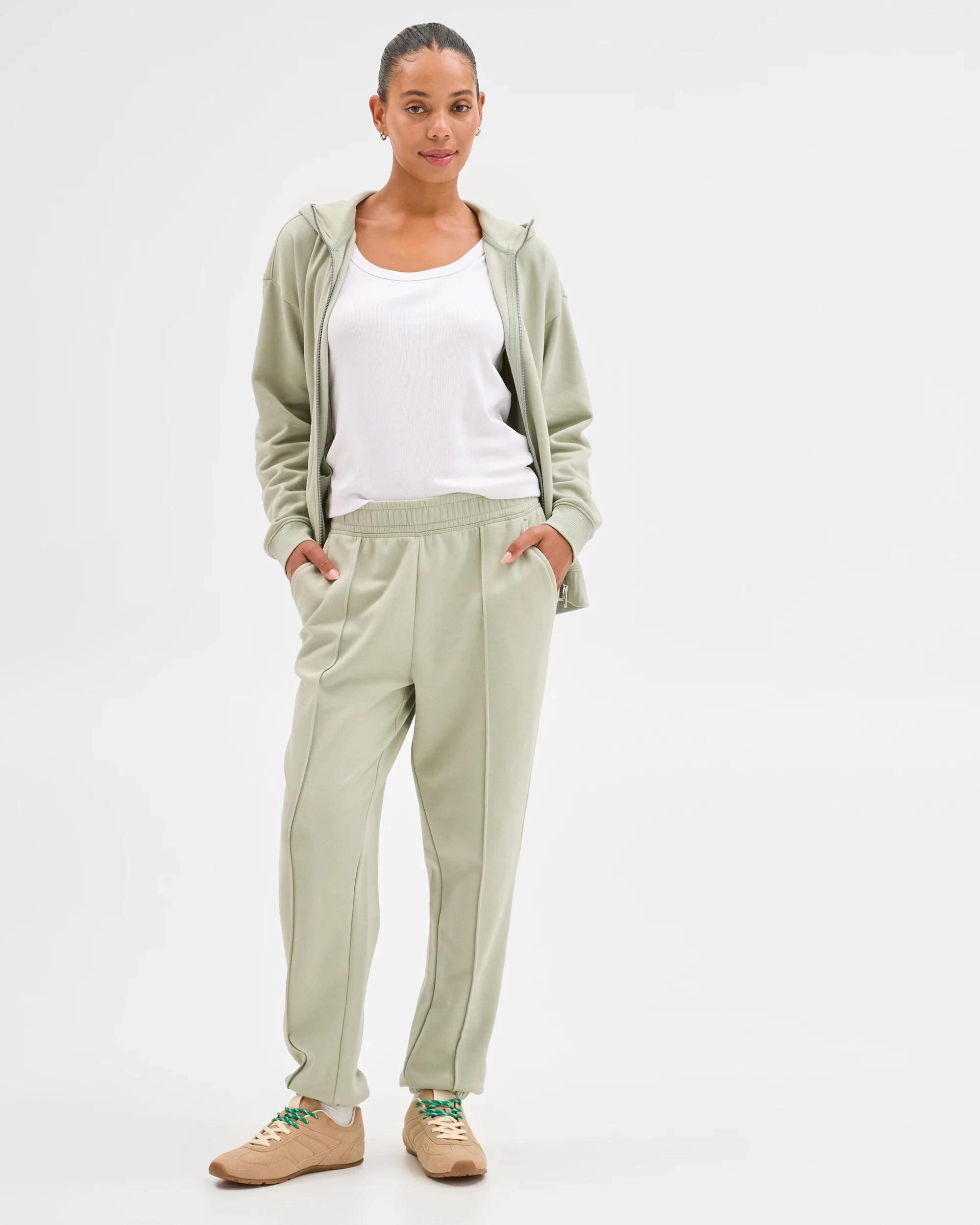 1 Target Woman Australian Cotton Blend Fleece Trackpants PISTACHIO/PINTUCK, 1 of 3