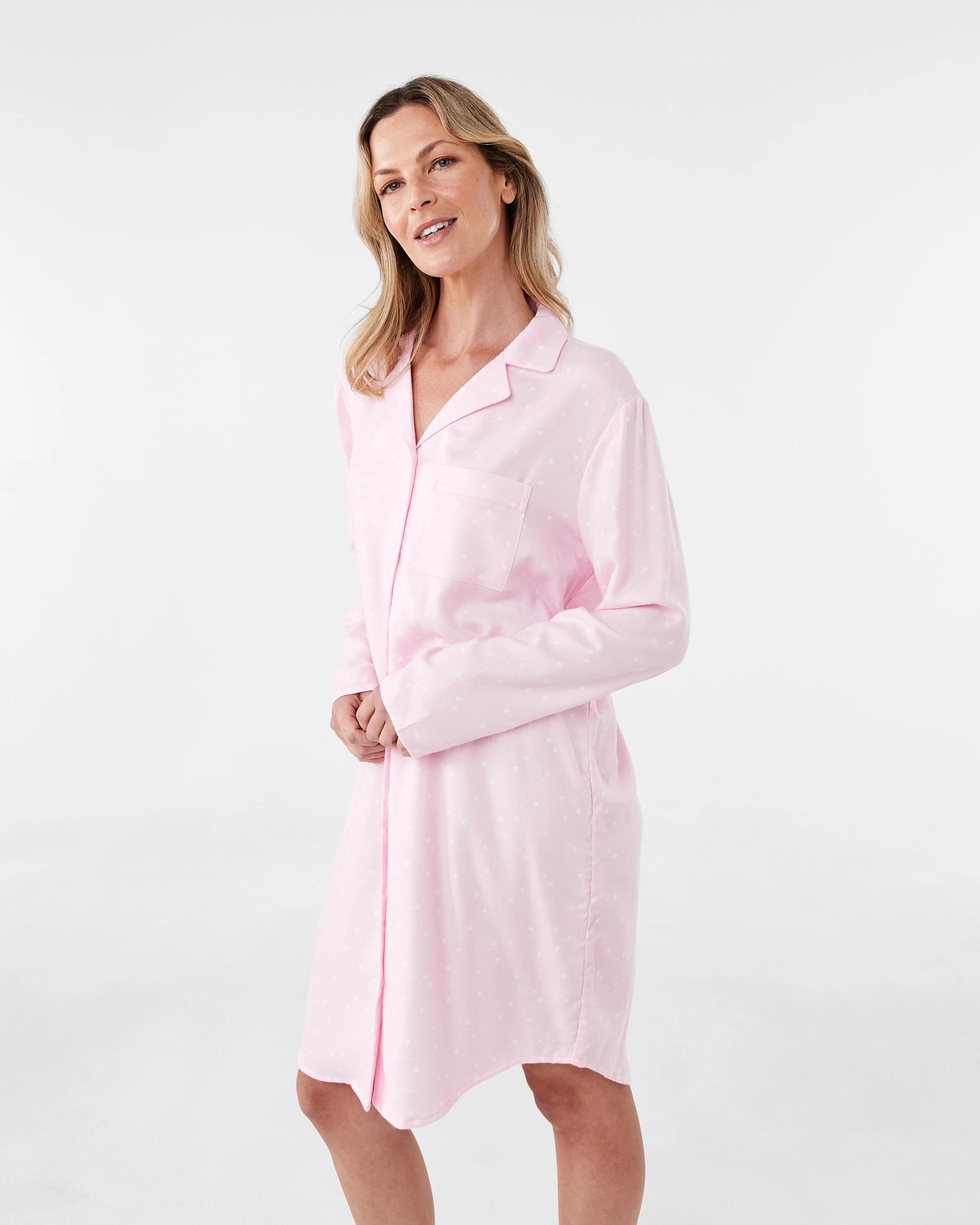 2 Long Sleeve Flannel Nightie Pnk Heart, 2 of 7