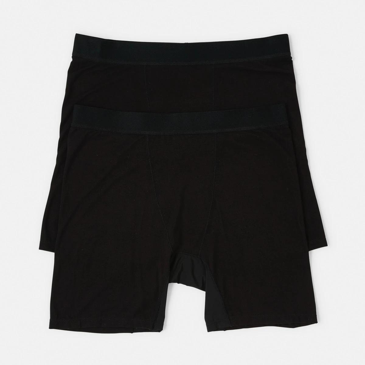 1 2 Pack Bamboo Longline Boyshorts BLACK, BLACK, 1 of 6