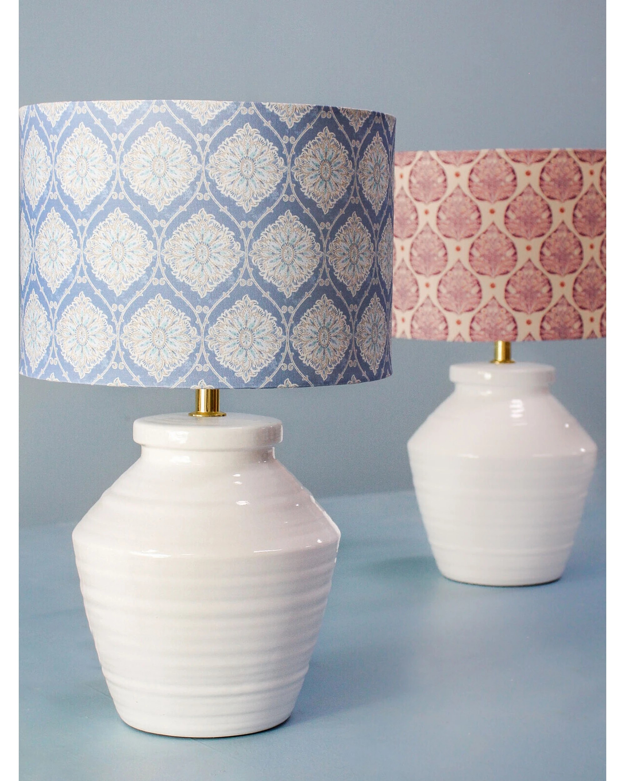 2 LVD Block Print Ceramic Linen Lamp Fantasy Tree Design - Multi, 2 of 3