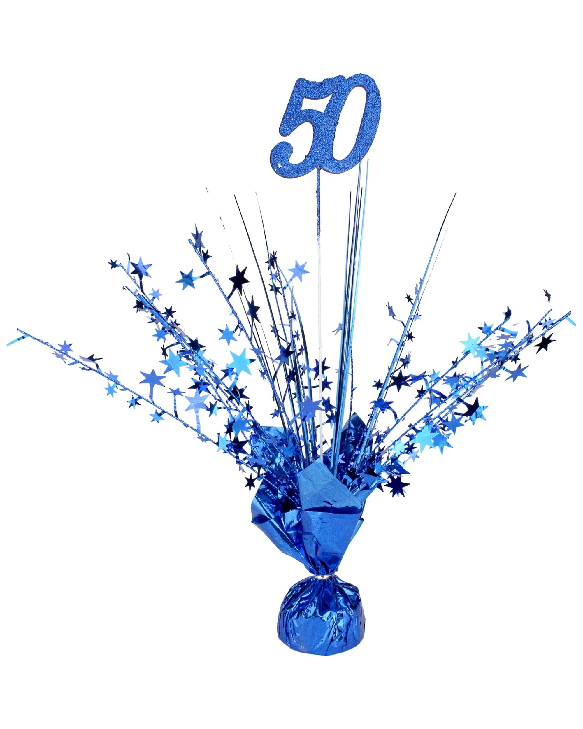 1 Party Maker 50th Birthday Foil Spray Centrepiece - Blue, 1 of 1