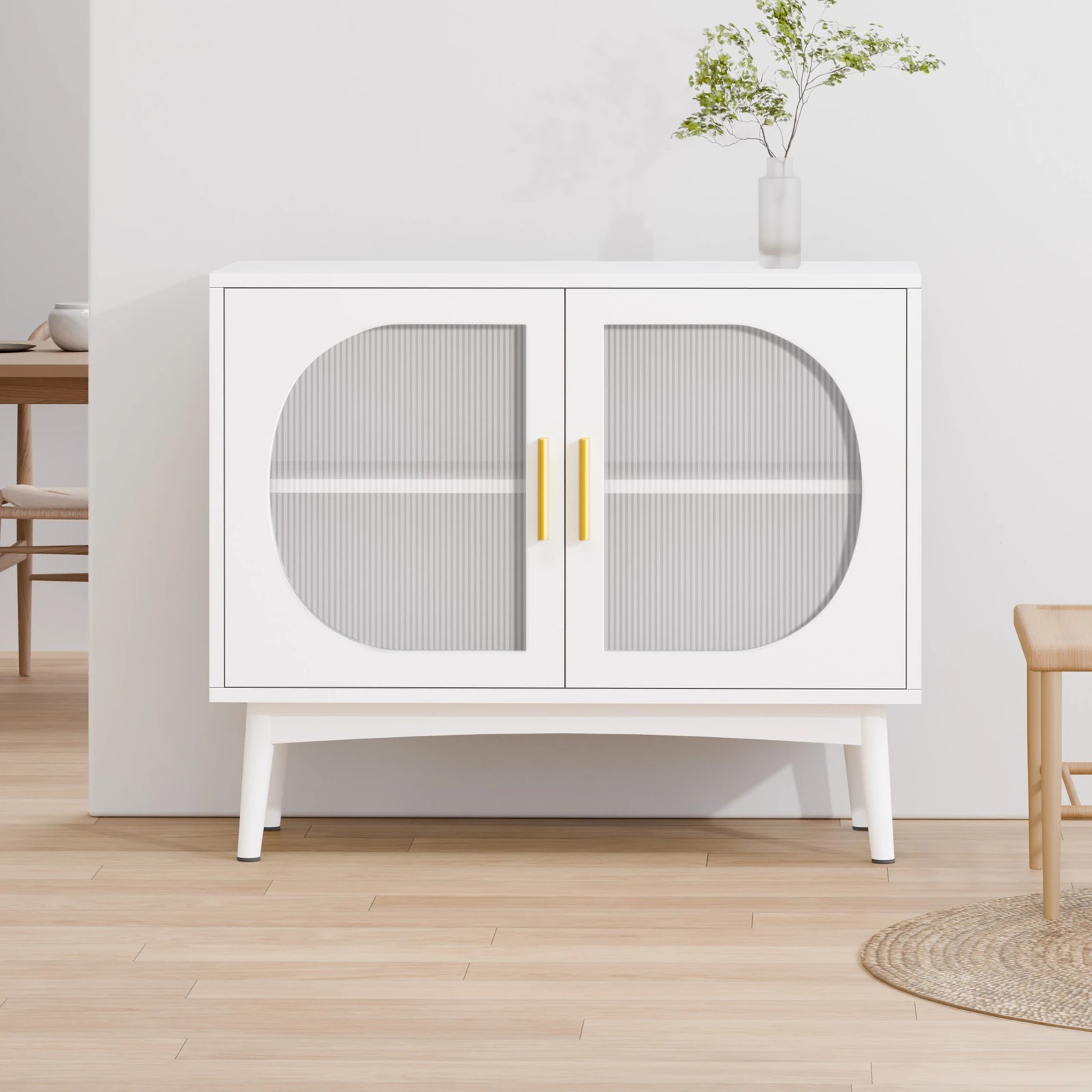 9 Alfordson Buffet Sideboard 2 Doors Cabinet Fluted Doors - White, 9 of 9