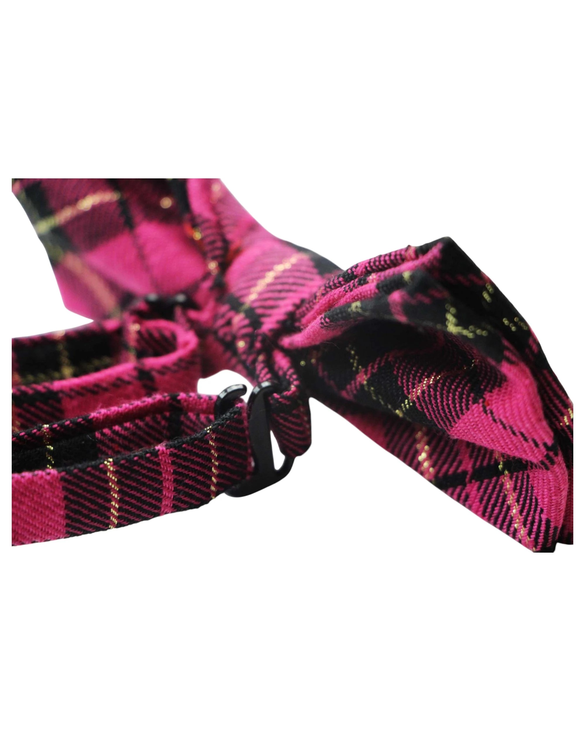 2 Zasel Mens Pink Tarten Patterned Bow Tie With Tinsel, 2 of 3