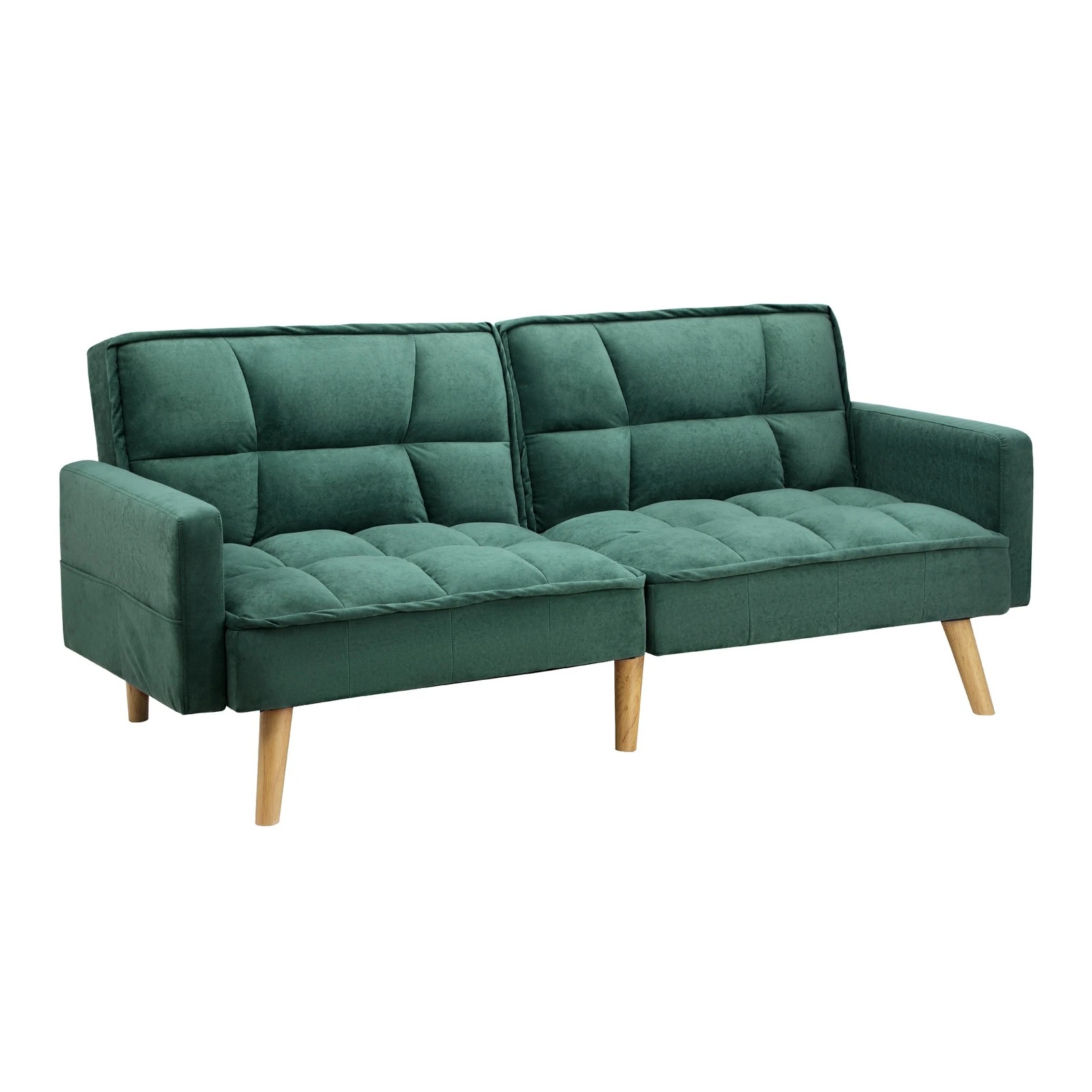 7 Oikiture Sofa Bed Futon Convertible Velvet Lounge Couch 3-seater Recliner
 - Green, 7 of 10