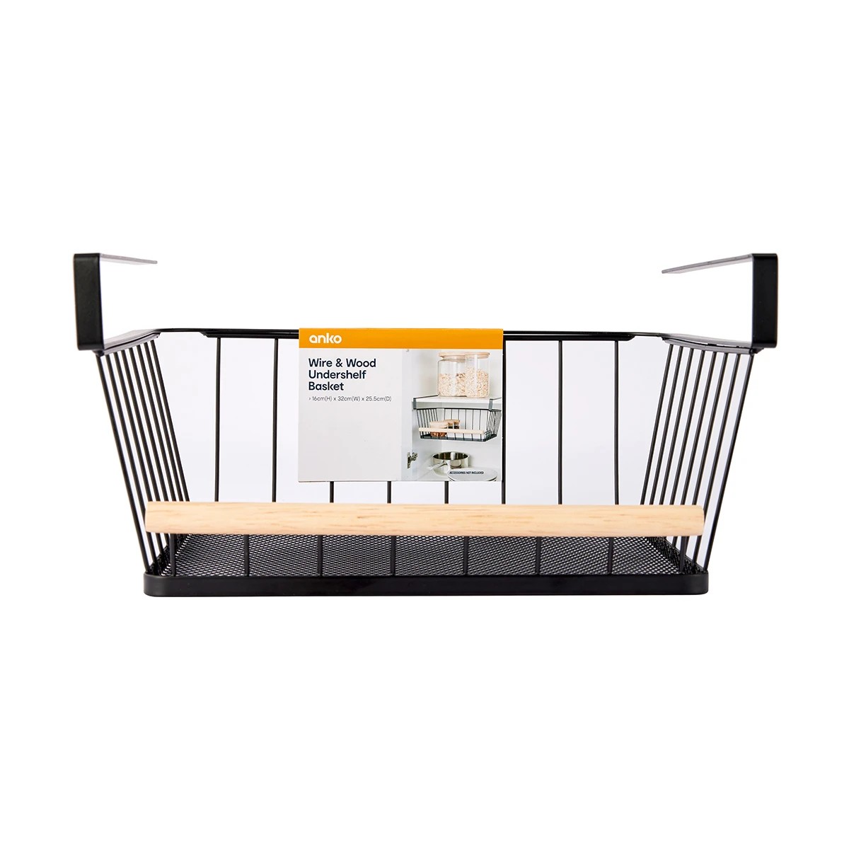 8 Wire and Wood Undershelf Basket, 8 of 9