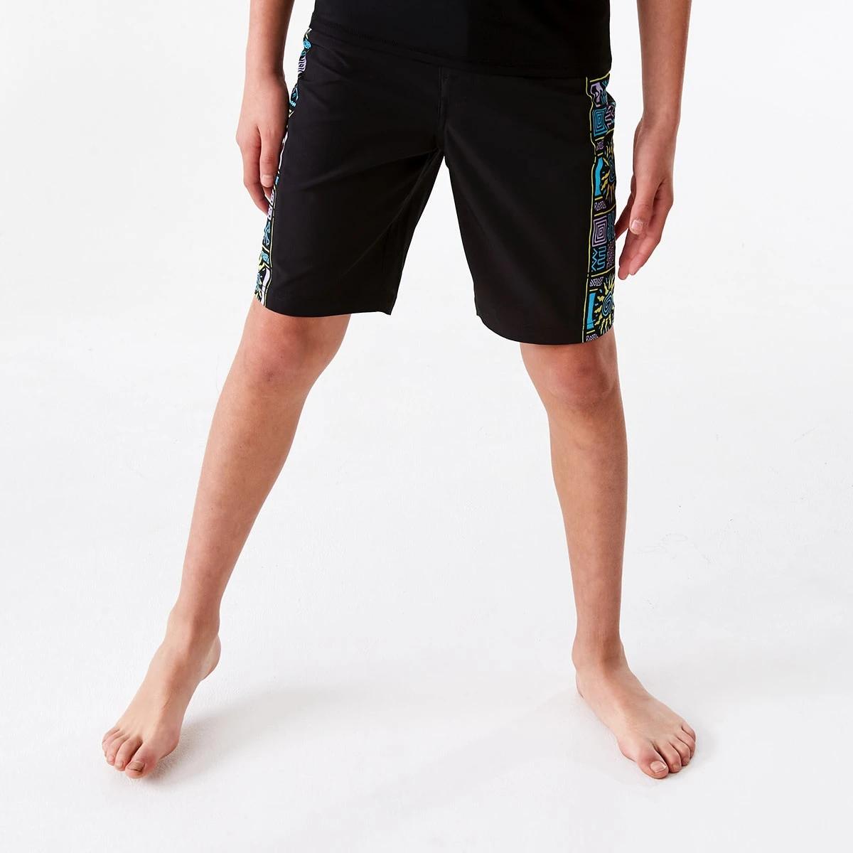 1 Panel Print Swim Shorts Black, 1 of 8