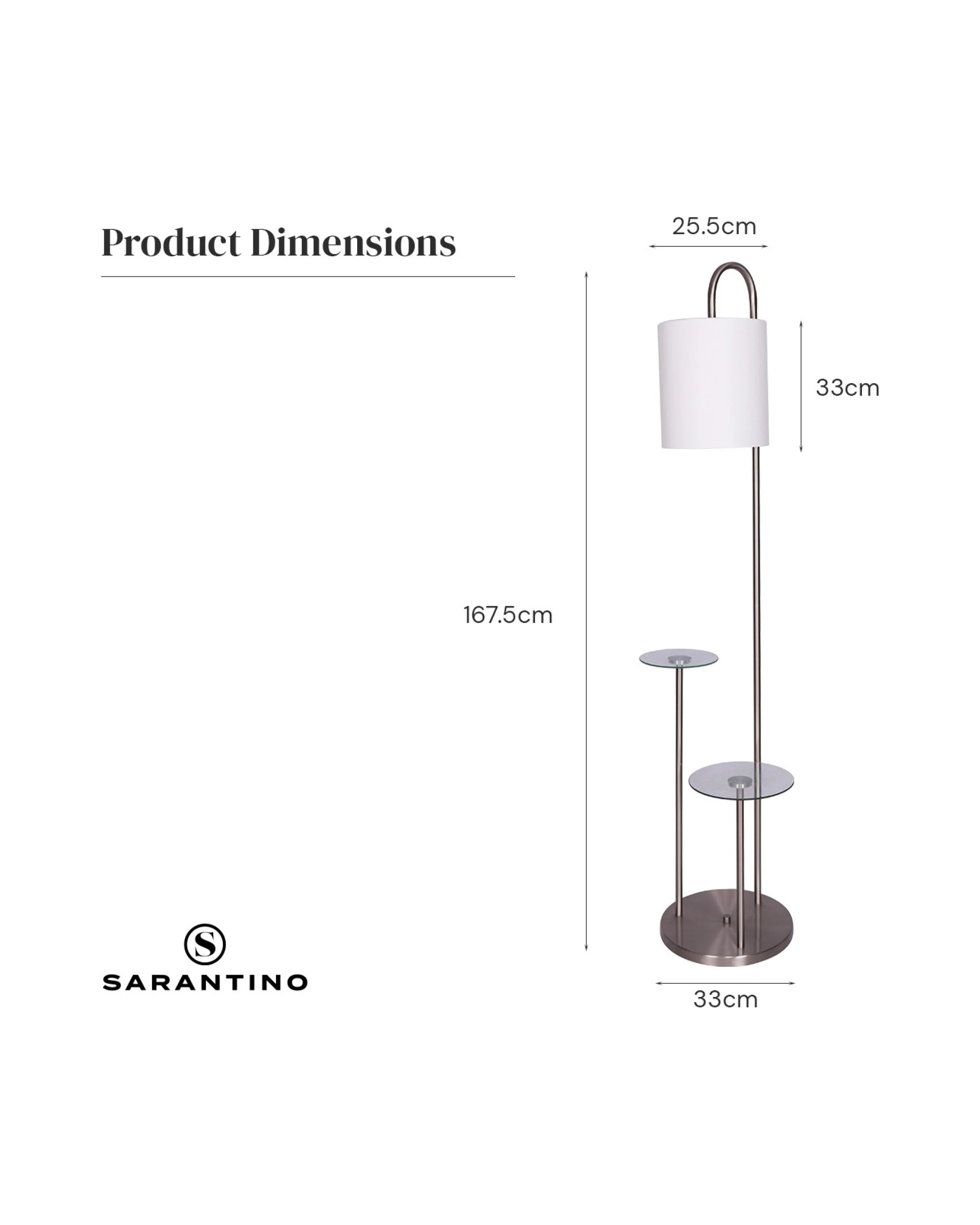 6 Sarantino Metal Floor Lamp with Glass Shelves, 6 of 8