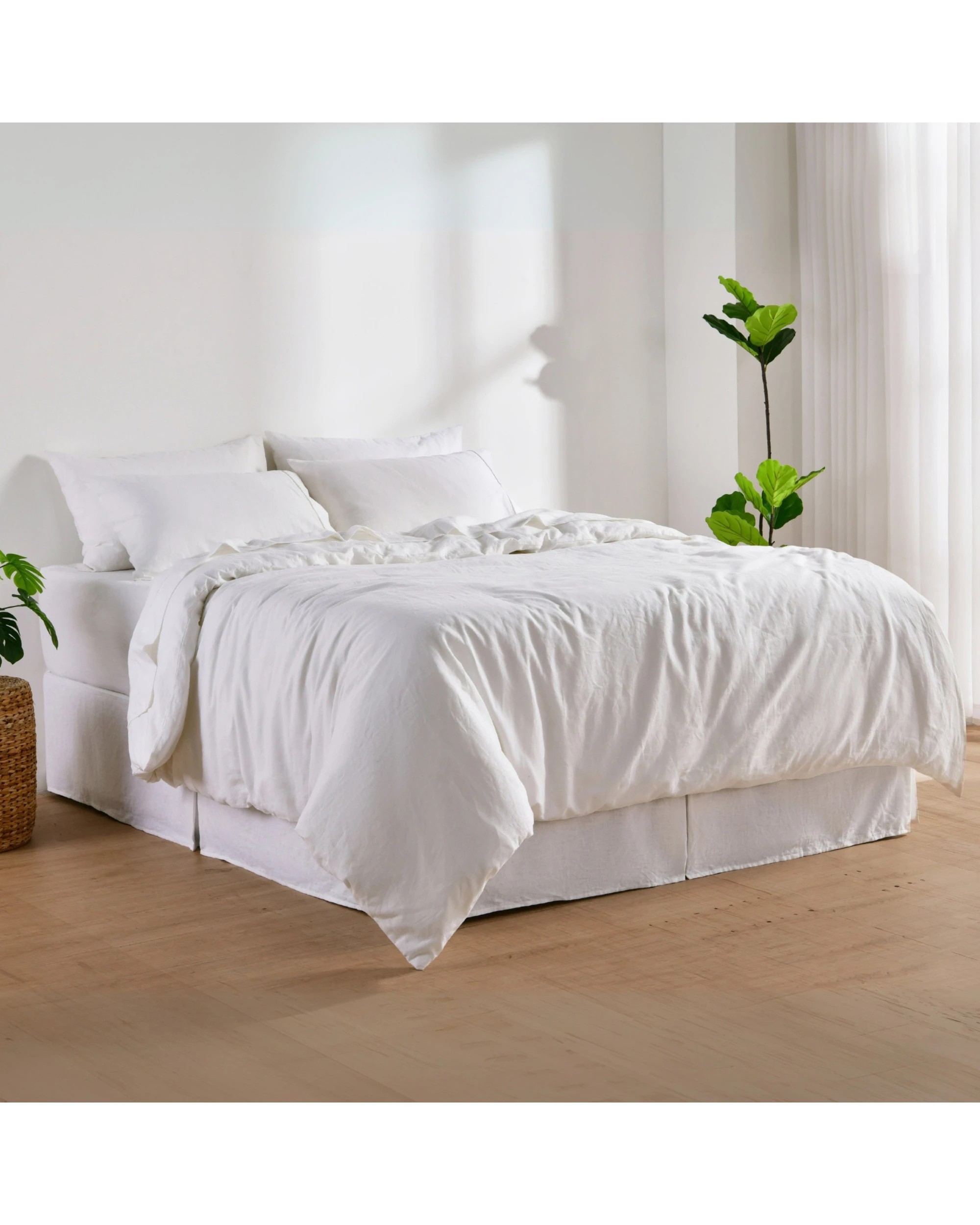 9 Dreamaker Linen Cotton Sheet Set - Single Bed - White, 9 of 9