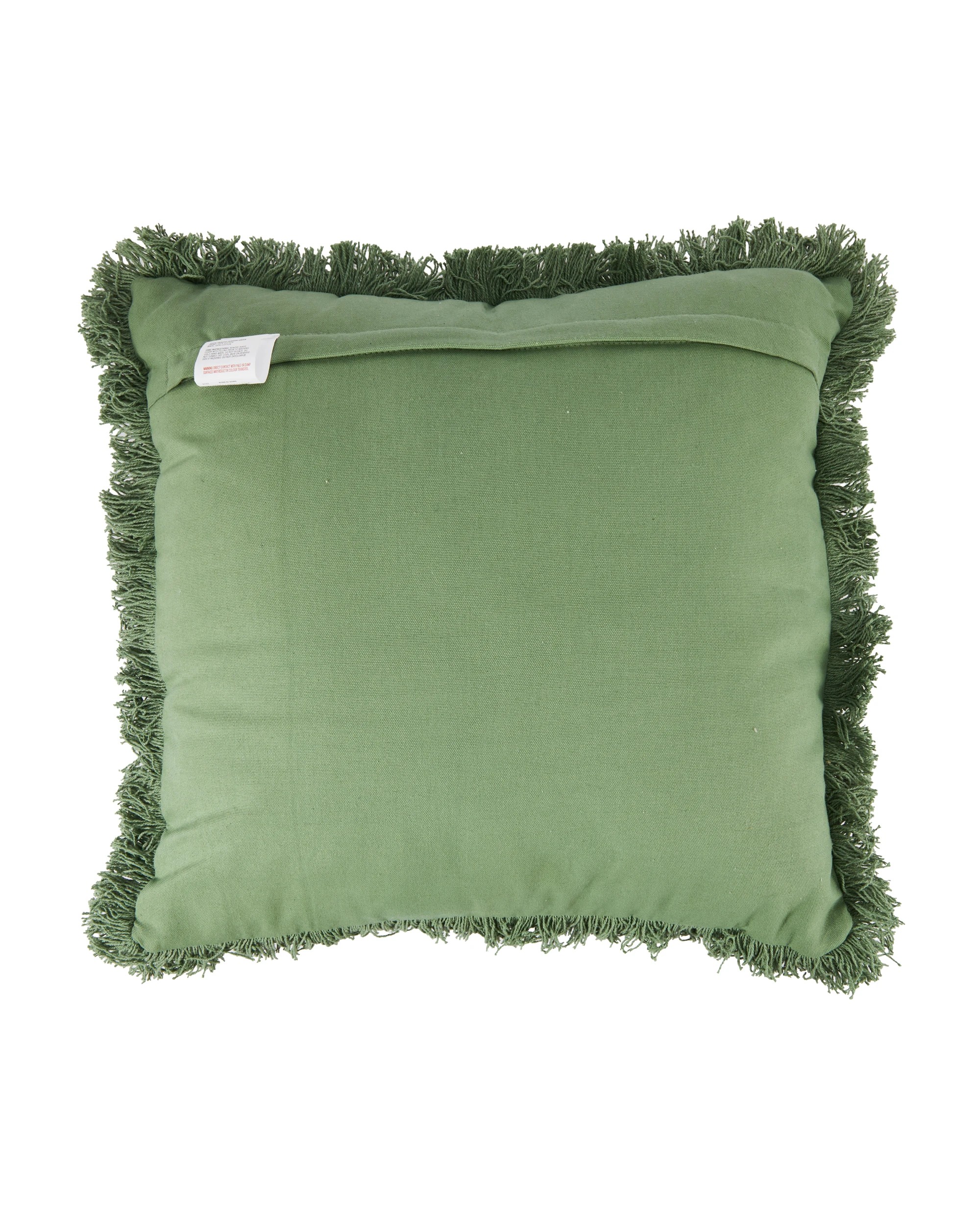 3 50cm Fringed Cushion - Green, 3 of 4