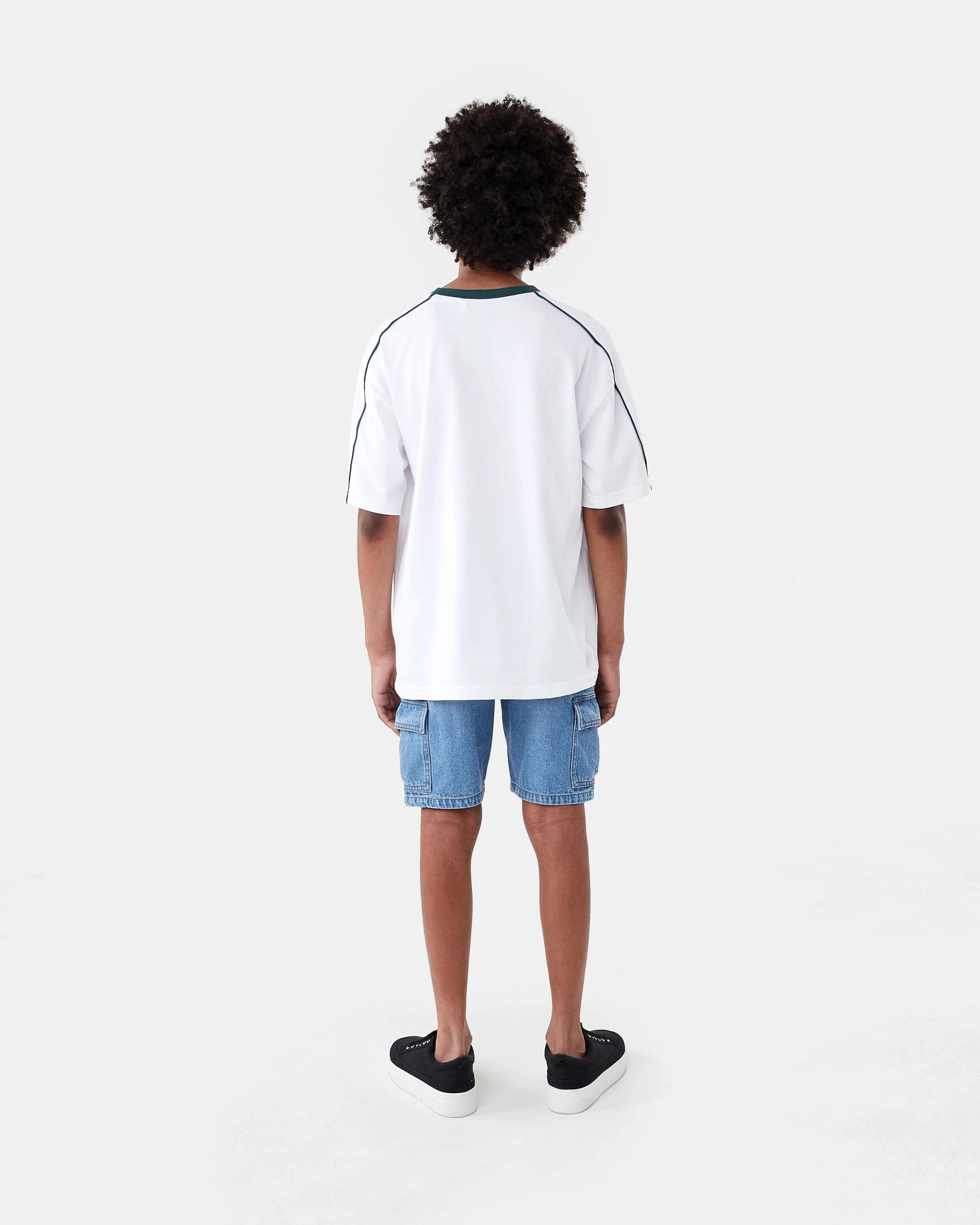 8 Short Sleeve Oversized Piped T-shirt Wht Varsit, 8 of 8