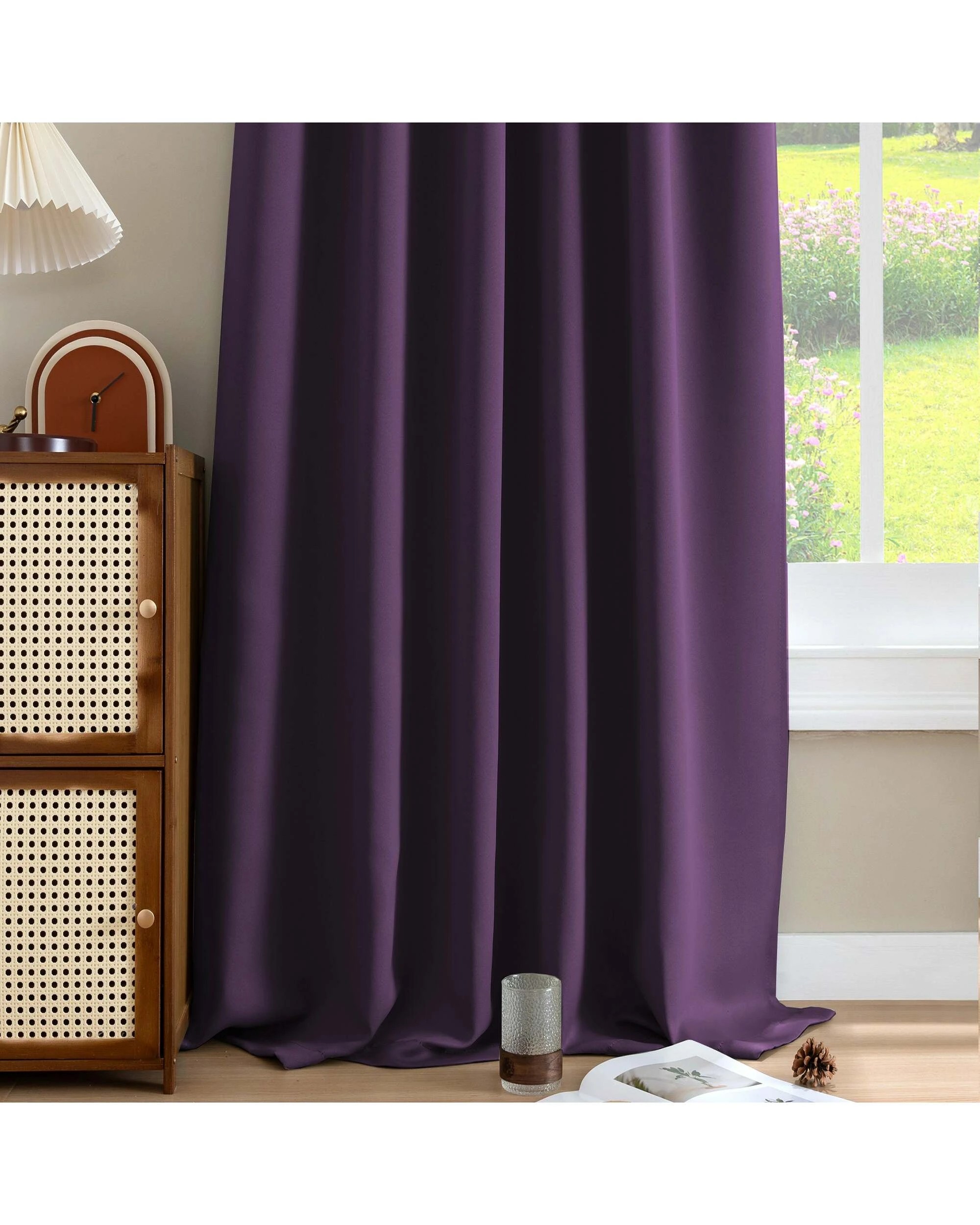 3 Smarcute Blockout Back Tab Solid Curtain - 2X 132x213cm - Purple, 3 of 4
