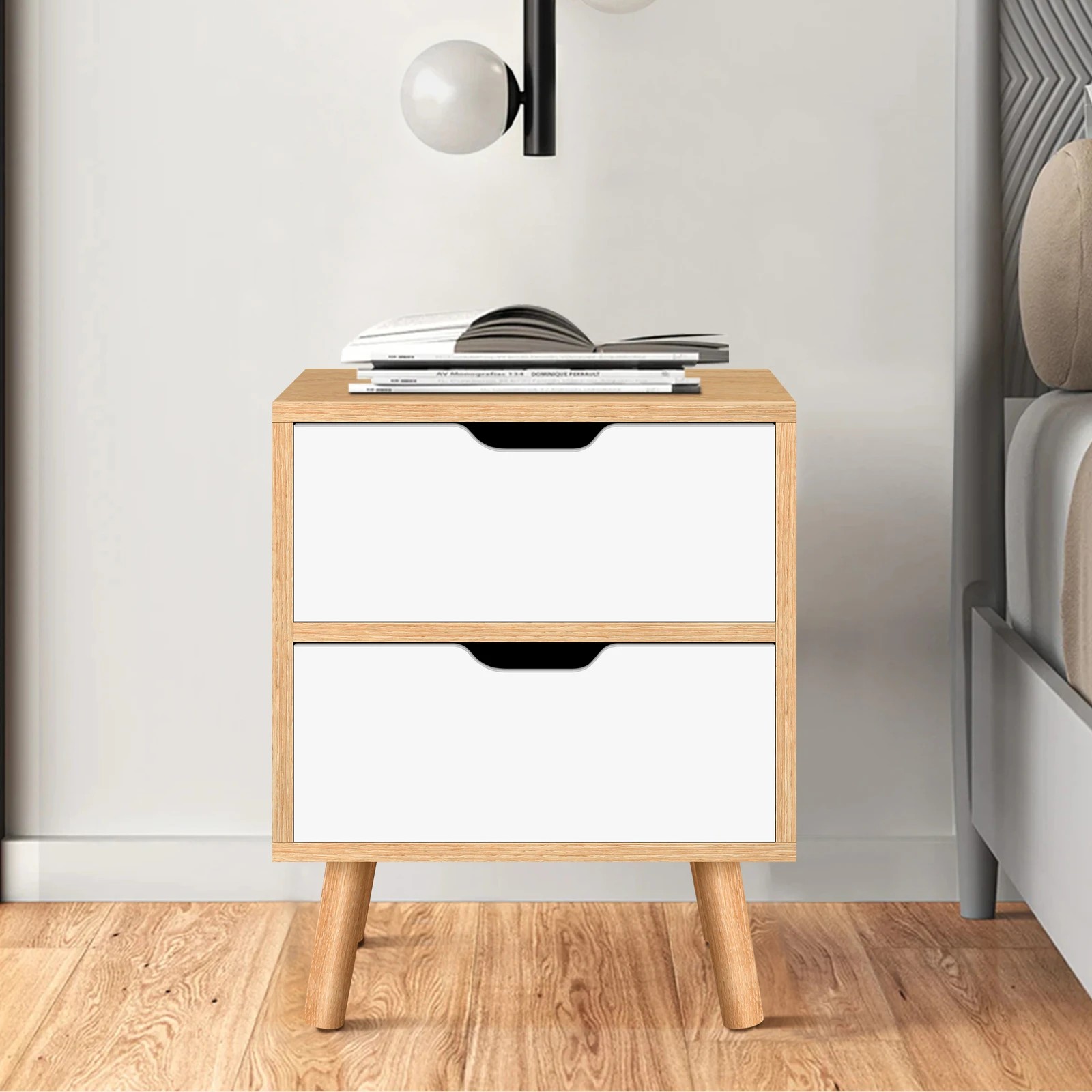10 Alfordson 2x Bedside Table Nightstand Side Table 2 Drawers - Oak, 10 of 10