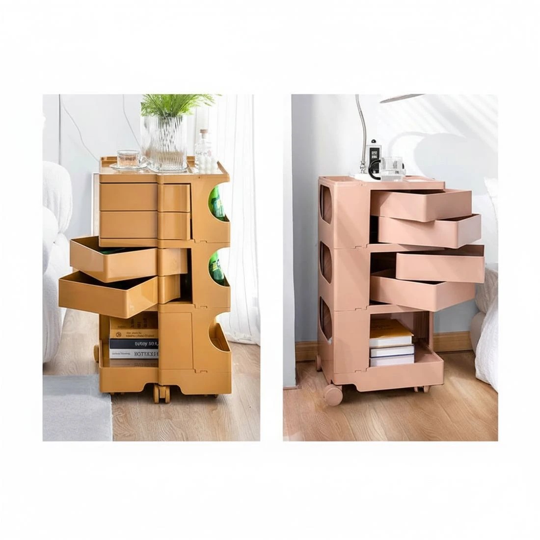 7 Artiss Storage Trolley Cart Bedside Table 5 Tier - White, 7 of 9