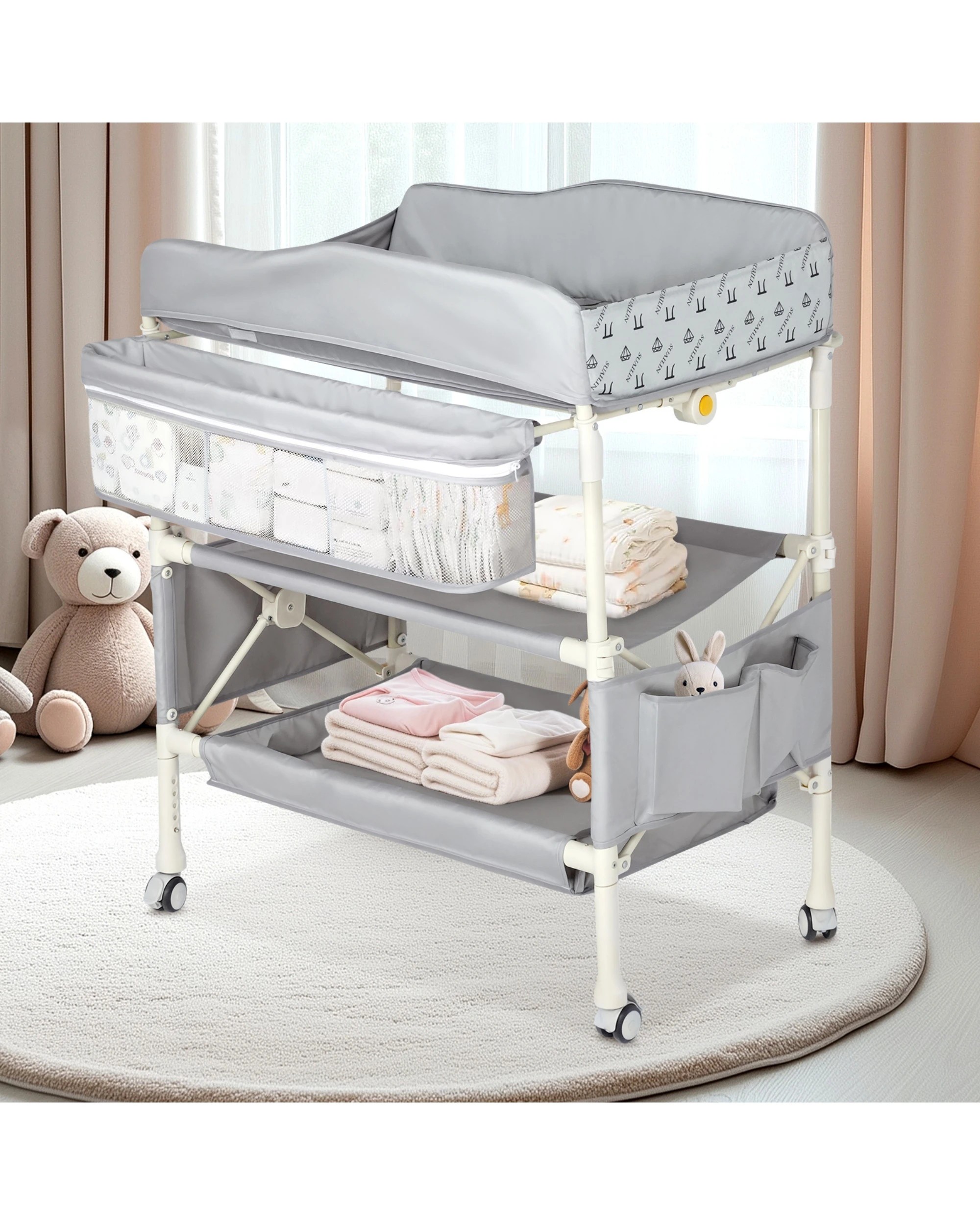 9 Advwin Changing Table Nursery Furniture with Side Pocket, 9 of 10