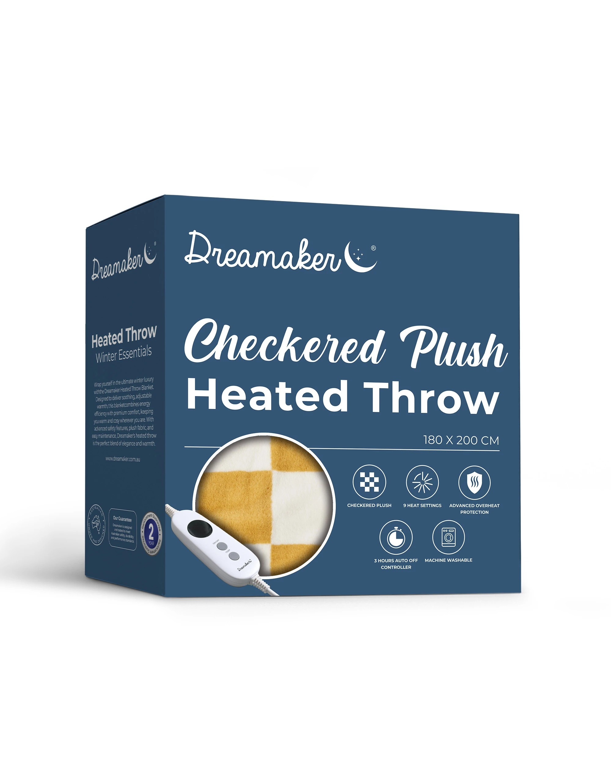 8 Dreamaker Axia Checkered Plush Heated Throw 180x200cm - Chai and Cream, 8 of 10