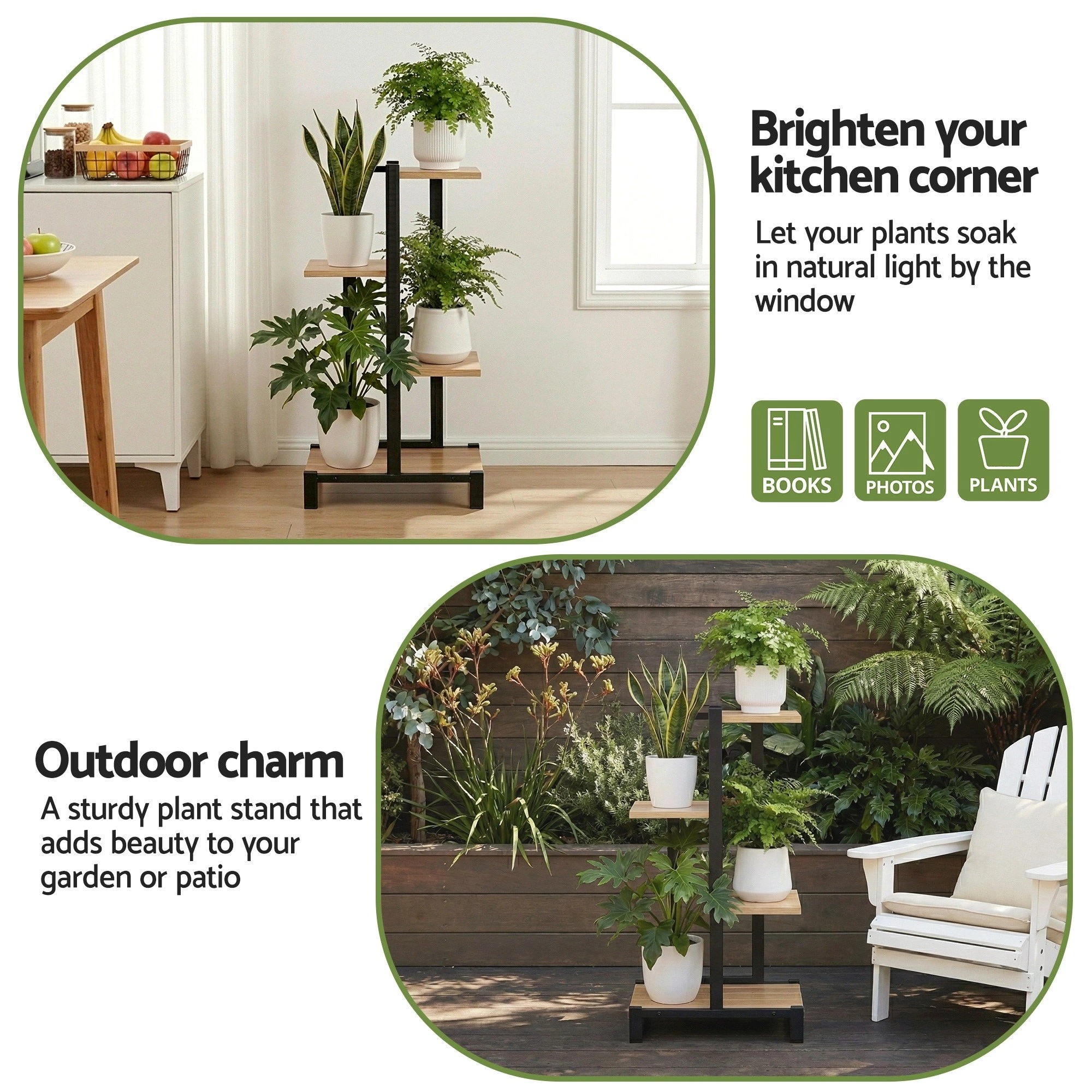 6 Artiss 4 Tiers Plant Stand Metal Flower Pots Shelf Indoor Outdoor Garden Home - Multi, 6 of 8