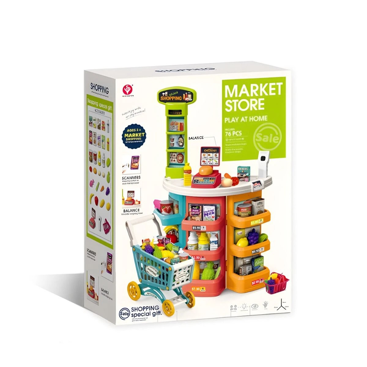 3 AUSWAY Kids Pretend Play Toys Set Market Shop Grocery, 3 of 4