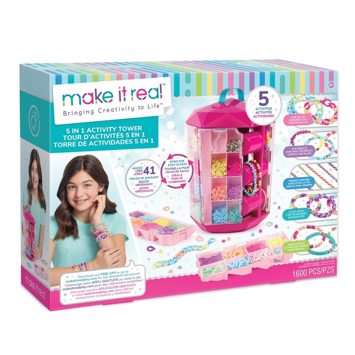 1 1600 Piece Make It Real 5-in-1 Activity Tower Playset, 1 of 10