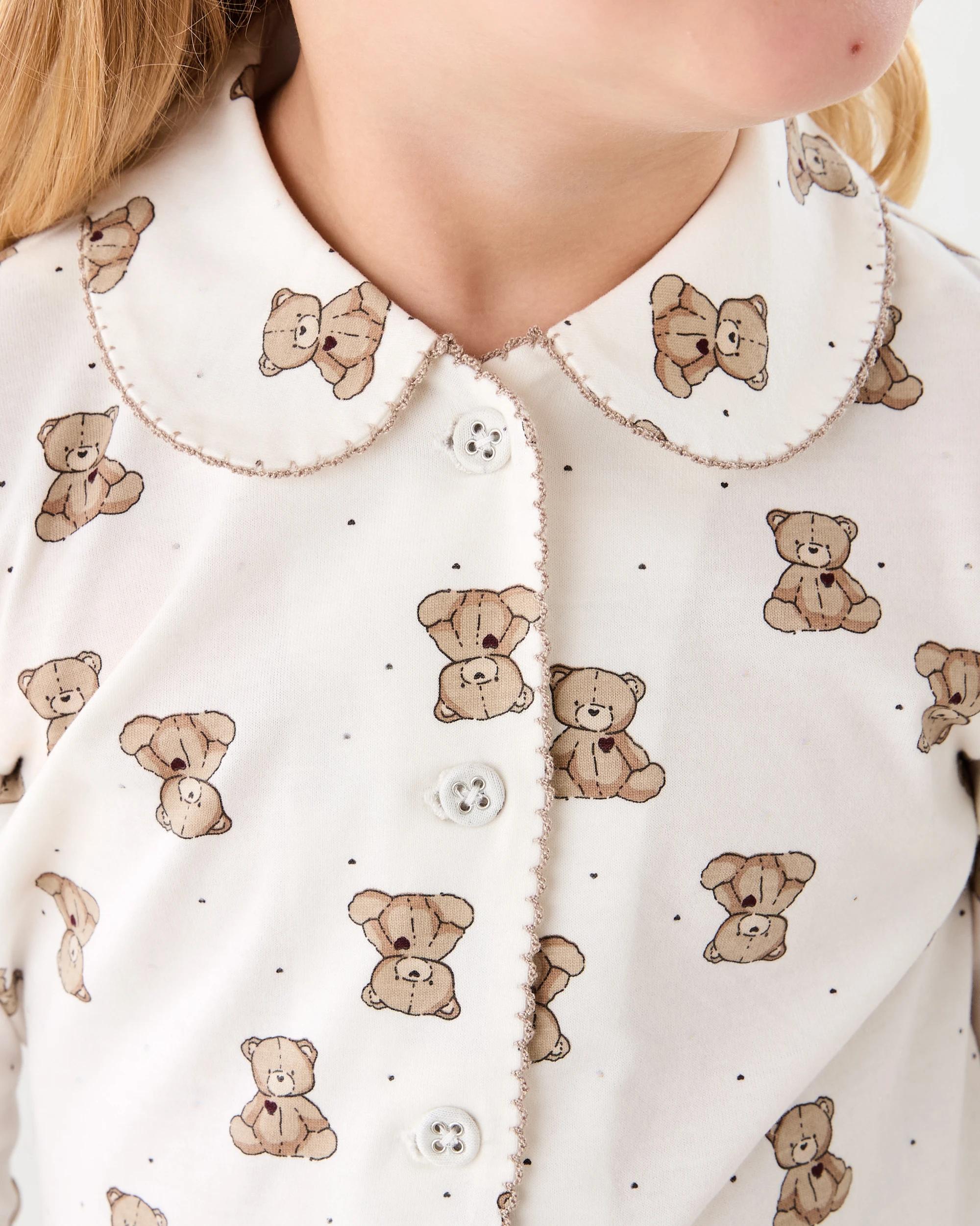 3 Button Through Pyjama Set Wht Ted, 3 of 5