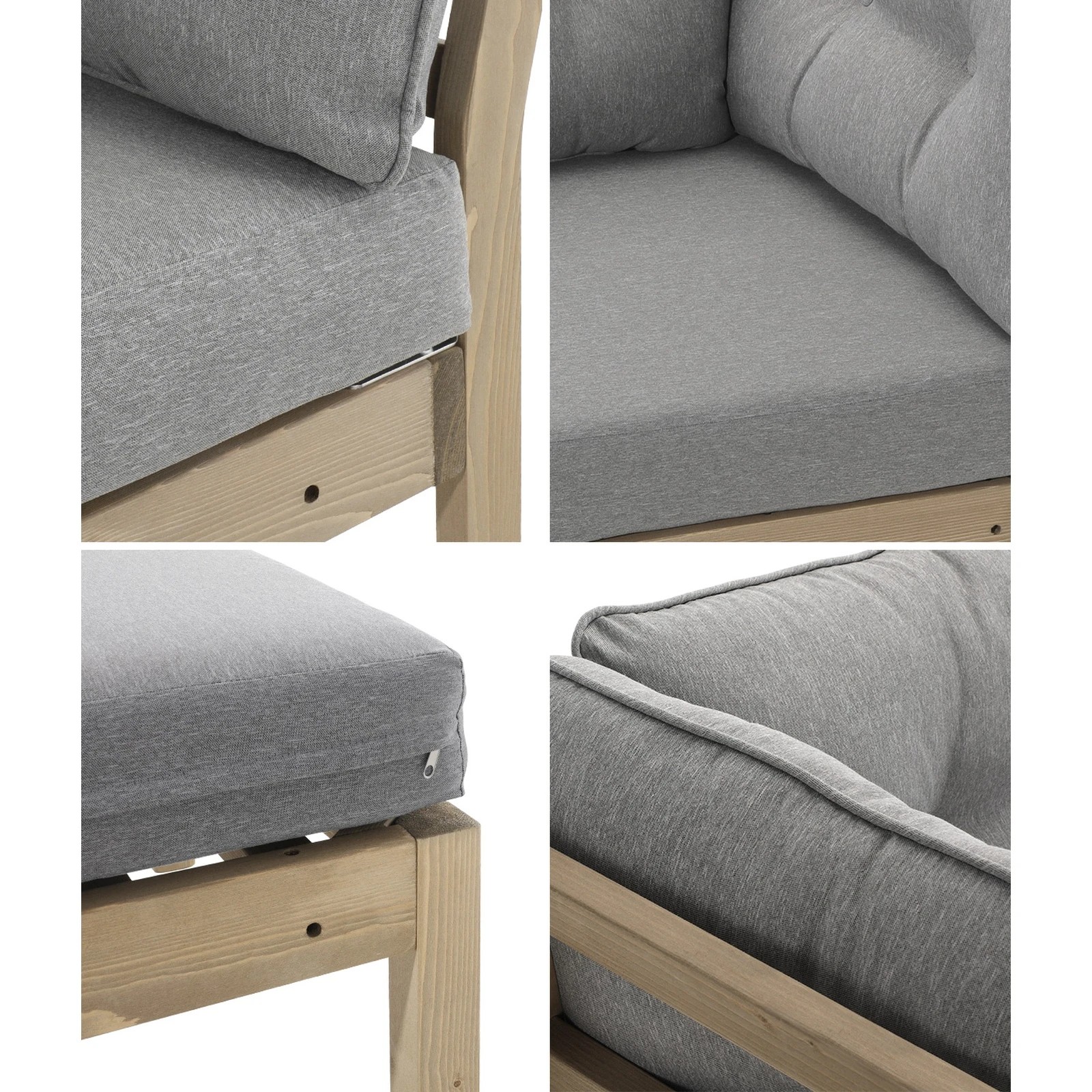 8 Livsip Outdoor Sofa Set 6-piece Lounge Setting Garden Table Chairs
 - Grey, 8 of 9