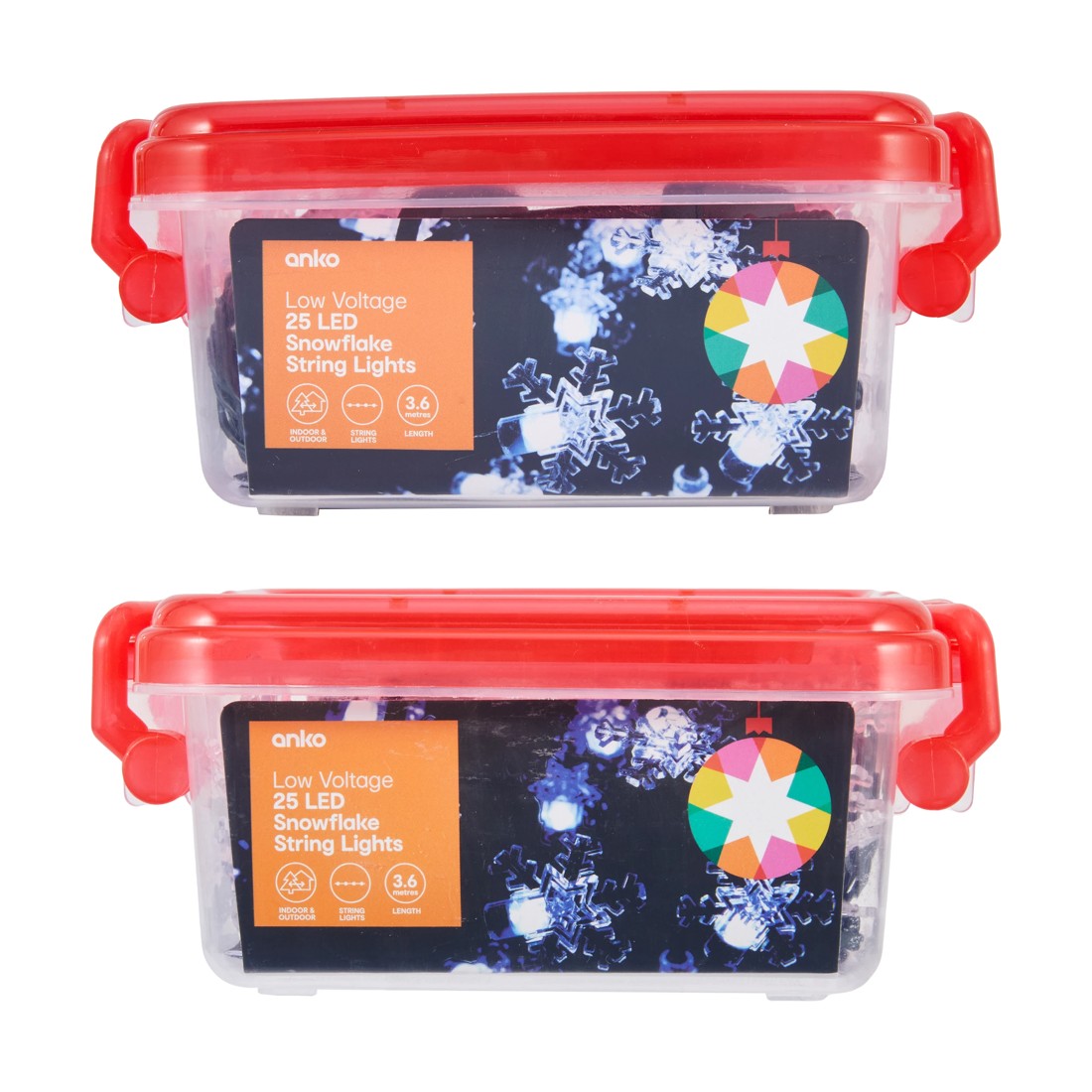 6 Low Voltage 25 LED Snowflake String Lights - Assorted, 6 of 7