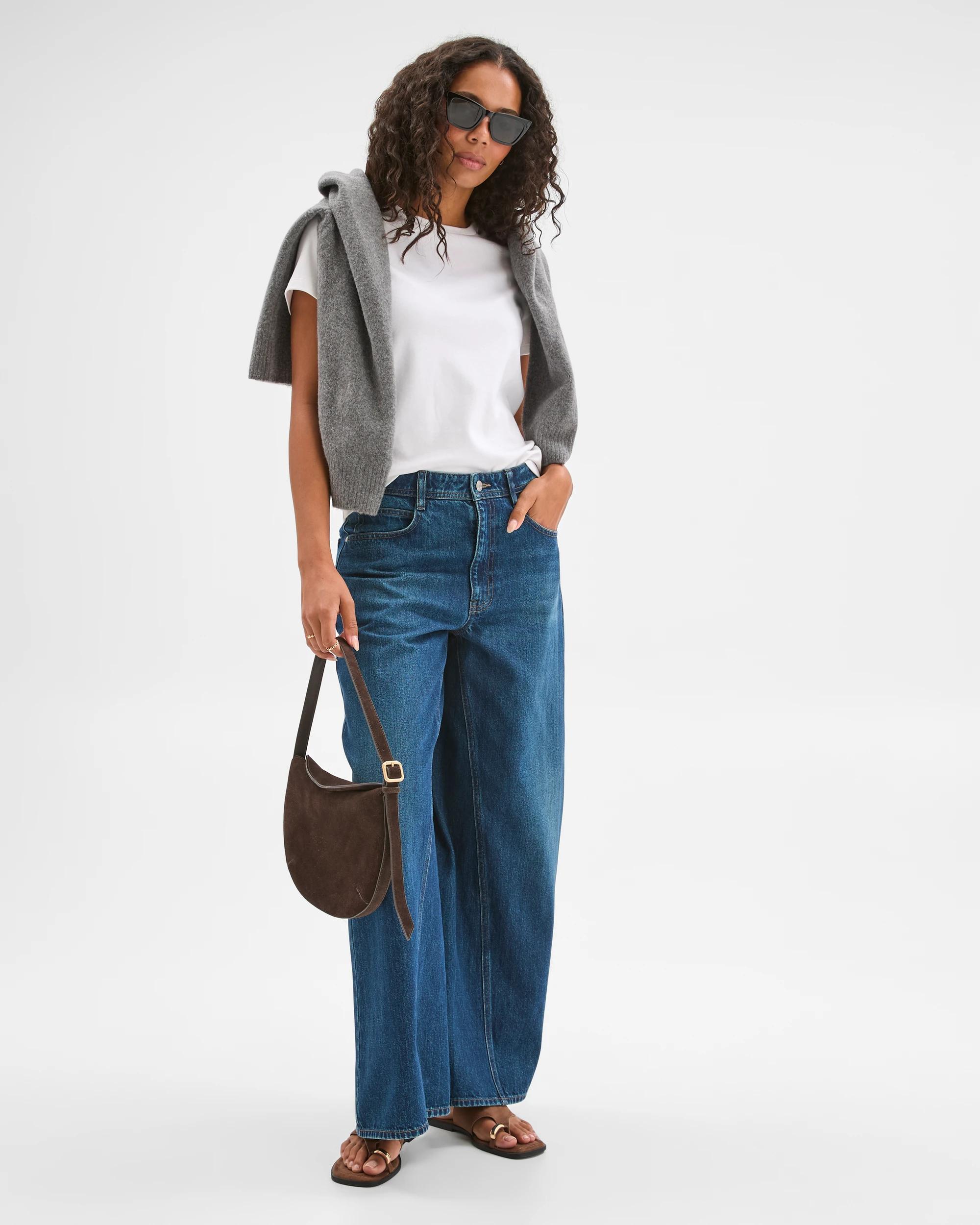 1 Target Woman Wide Leg Slouch Denim Jeans TEAL BLUE WASH, 1 of 7
