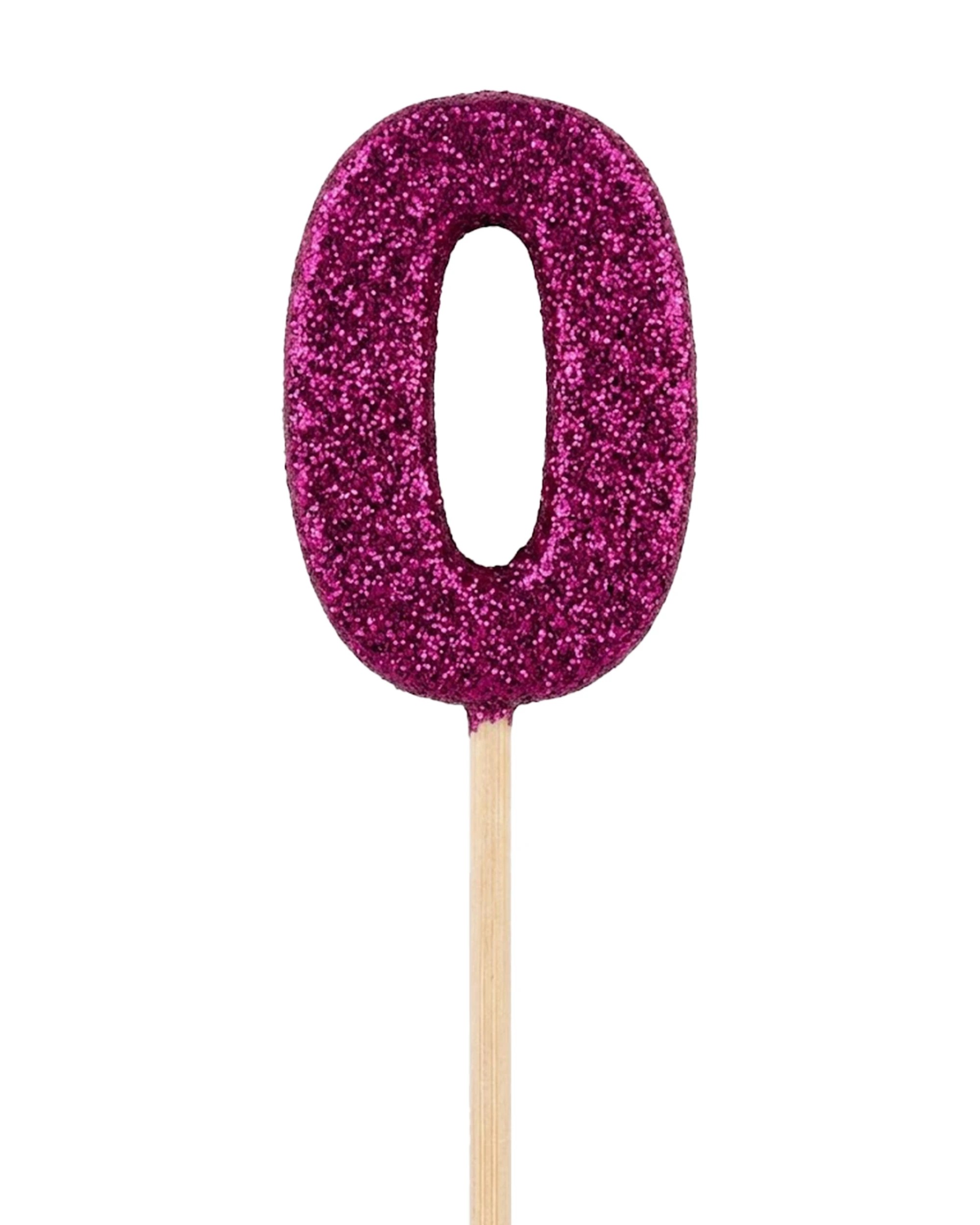 1 Alpen Candle Glitter Long Stick Number 0 Party Decoration - Pink, 1 of 2