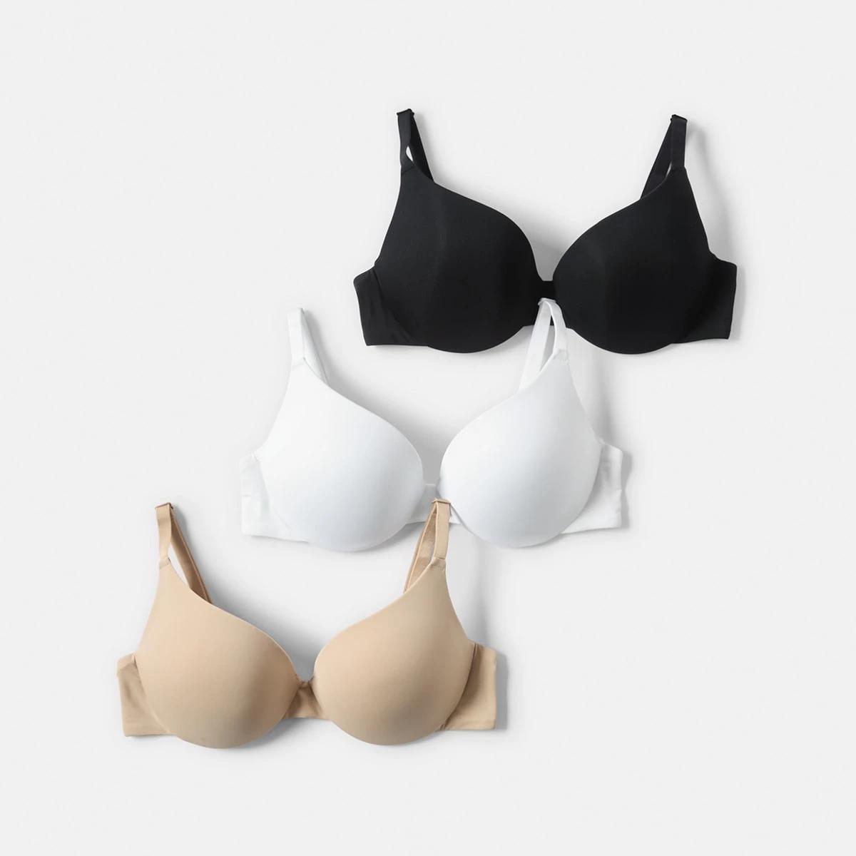 1 3 Pack Push-Up Bra ALMOND, WHITE, BLACK, 1 of 10