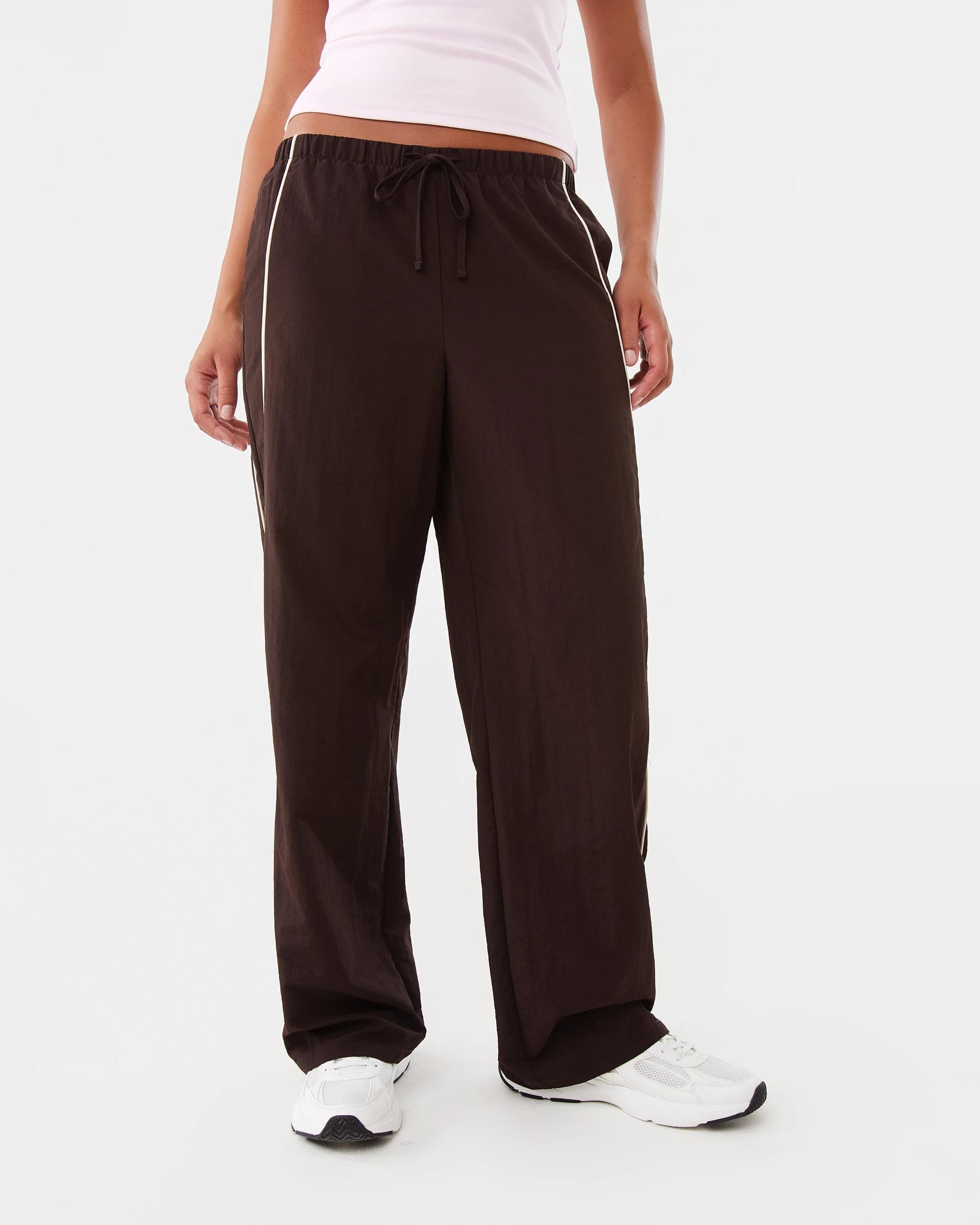 1 Piping Side Trackpants Choc Plum, 1 of 8