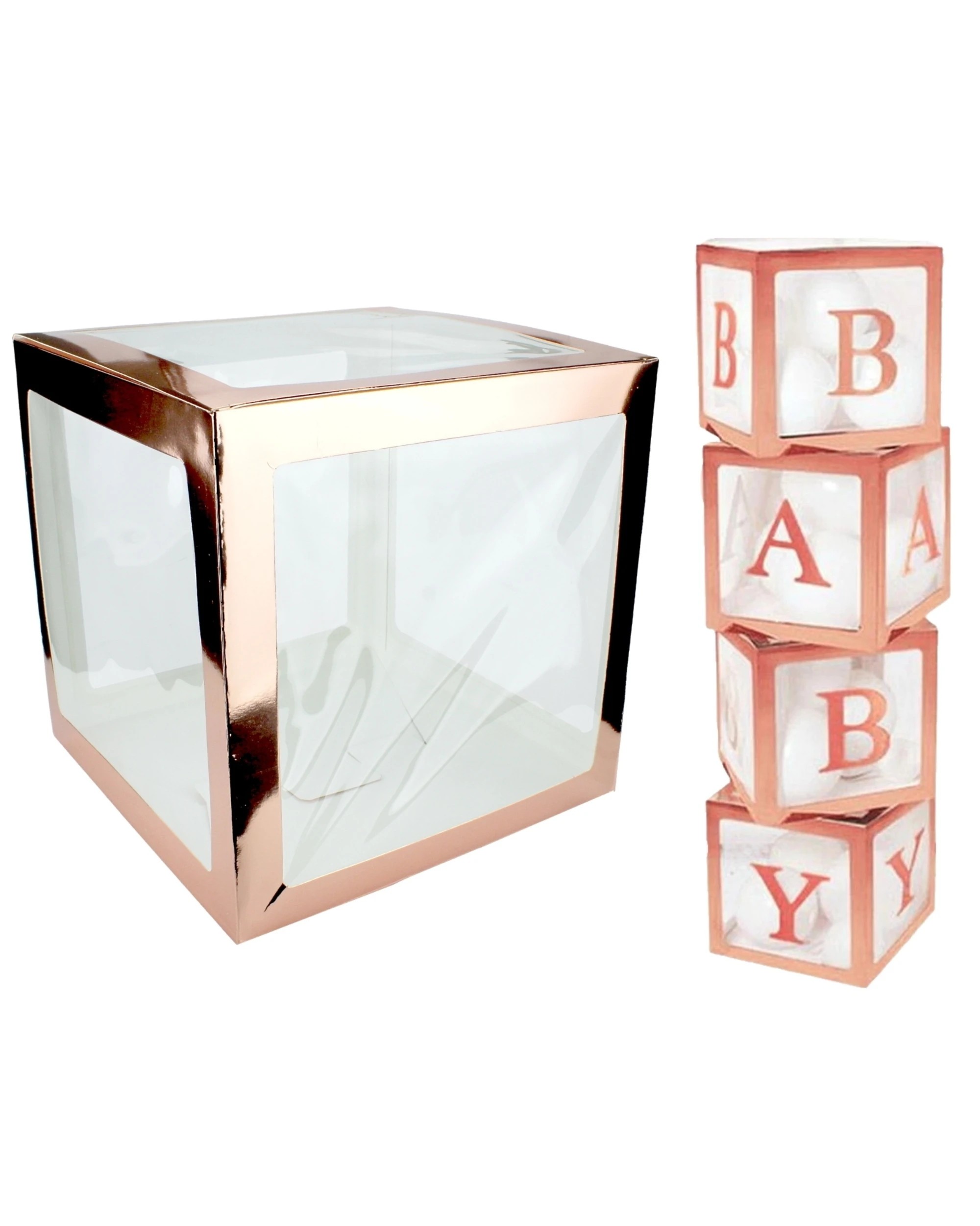 1 Party Maker Rose Gold Balloon Box 30cm - Gold, 1 of 4