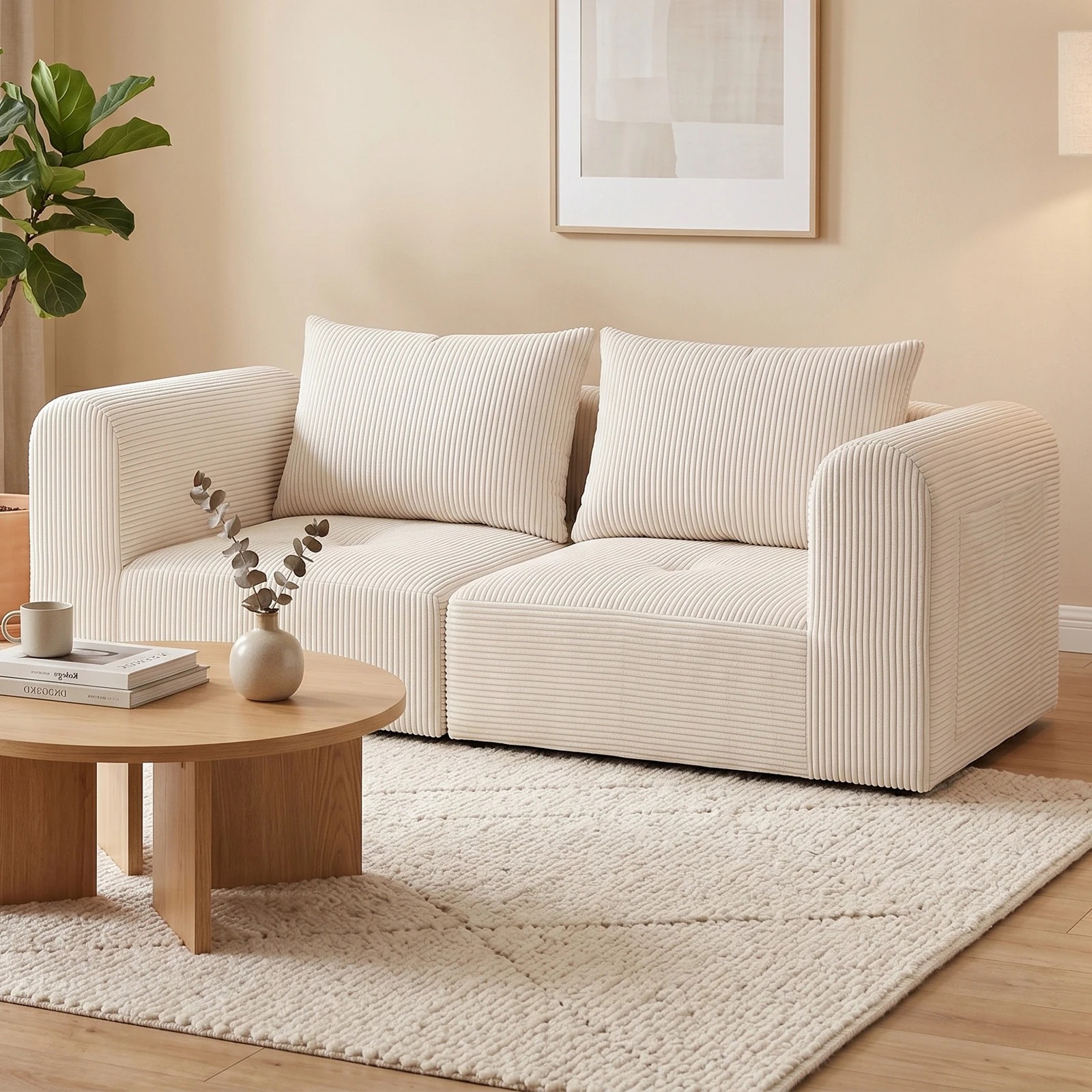 3 Advwin 172cm Modular Sectional Loveseat Sofa 3 in 1 Convertible Floor Lounger Boneless Cloud Couch - Beige, 3 of 6