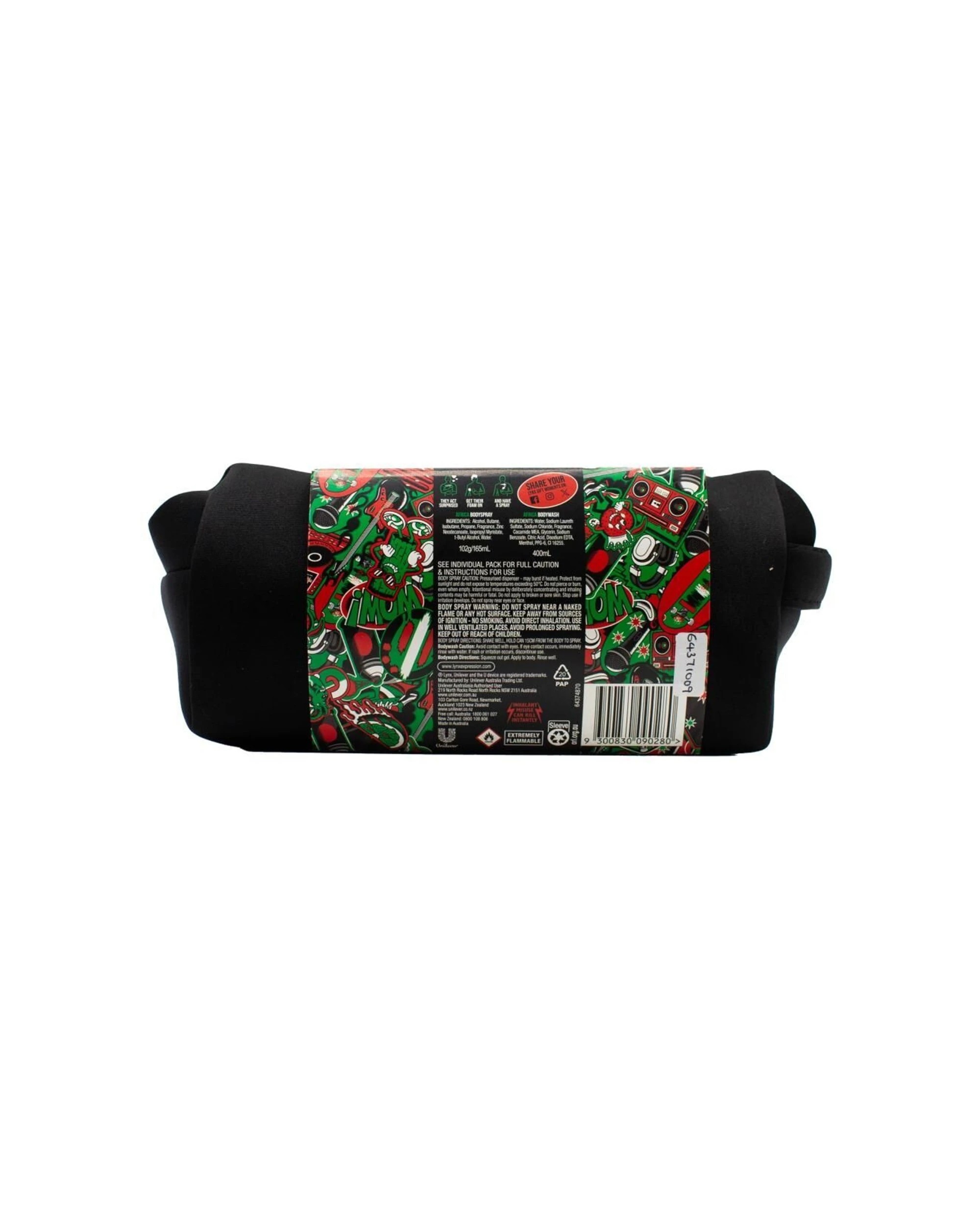 2 Lynx 2x 2pc The OG Africa Bodyspray Bodywash Bag Set for Men Gift Pack - Black, 2 of 3