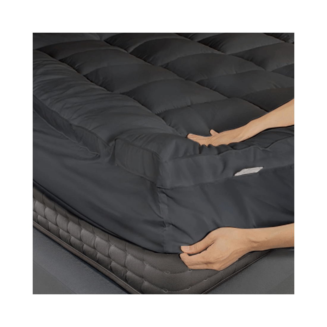 2 Bedra 5cm Pillow Top Mattress Topper Bamboo-Microfibre-Charcoal Filling, Fitted King, Charcoal - Charcoal, 2 of 5