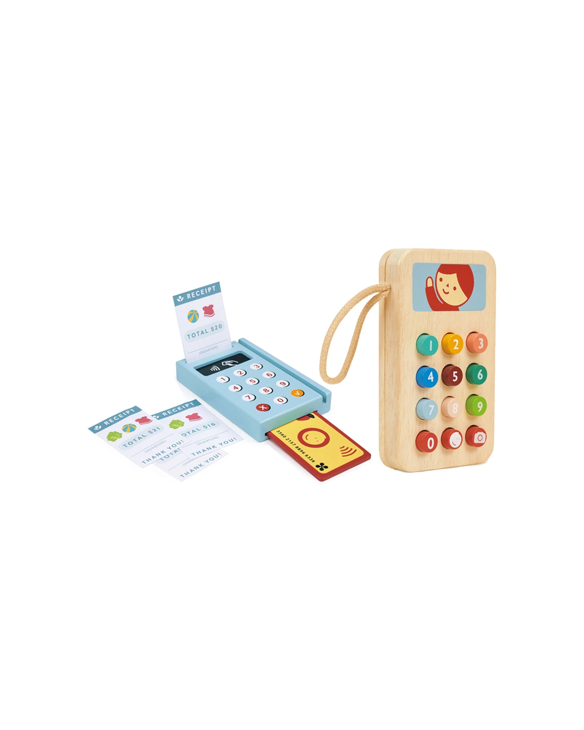 Mentari Card Machine Mobile Phone Wooden Toy Set Pretend Play - Multi ...