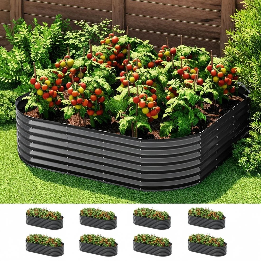 6 Green Fingers Garden Bed 9 In 1 Modular Planter Box Raised Container Galvanised - Grey, 6 of 6