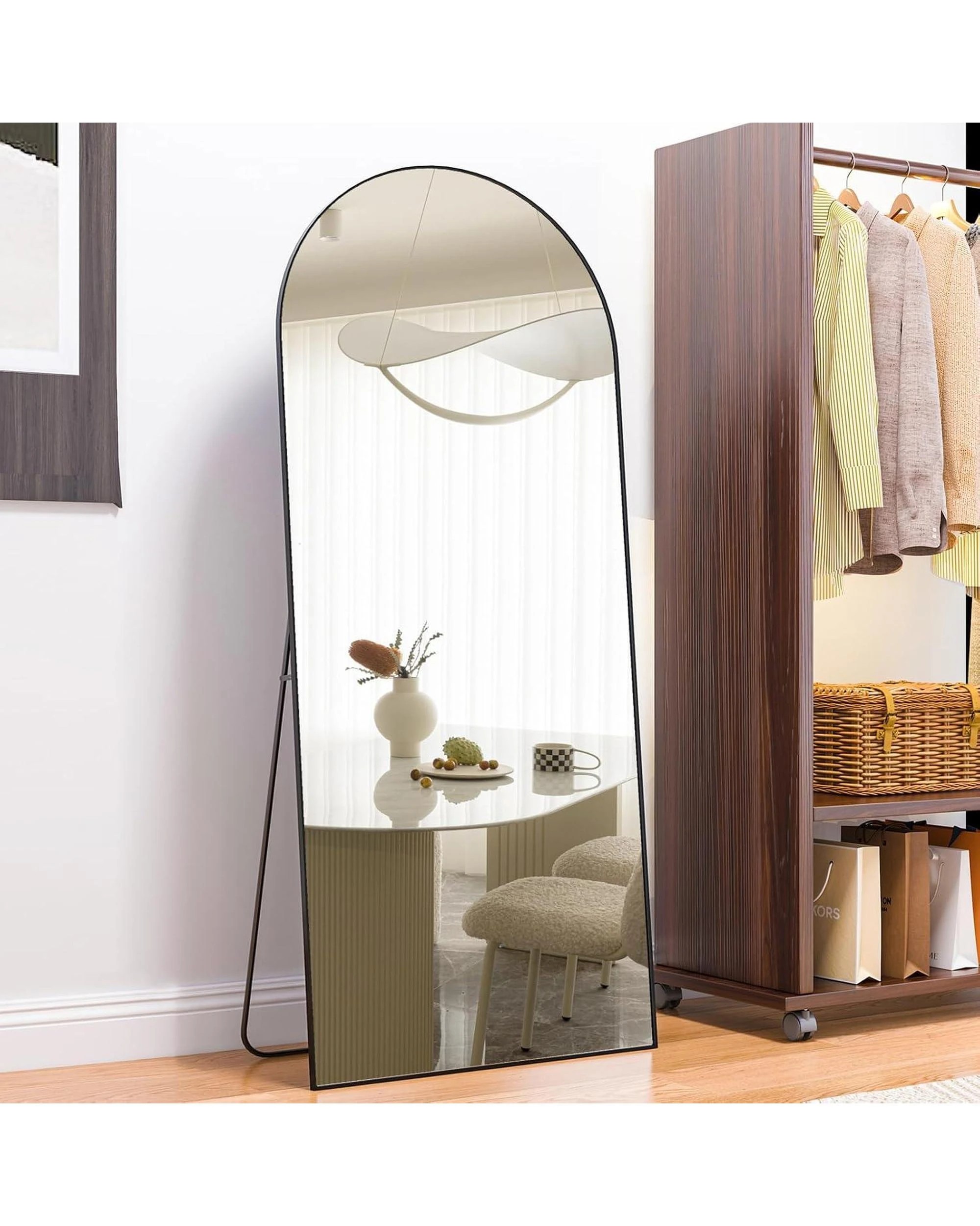 2 OAKORY 165x60cm Arched Full Length Mirror, Floor Mirror for Bedroom Living Room Entry Black - Black, 2 of 8