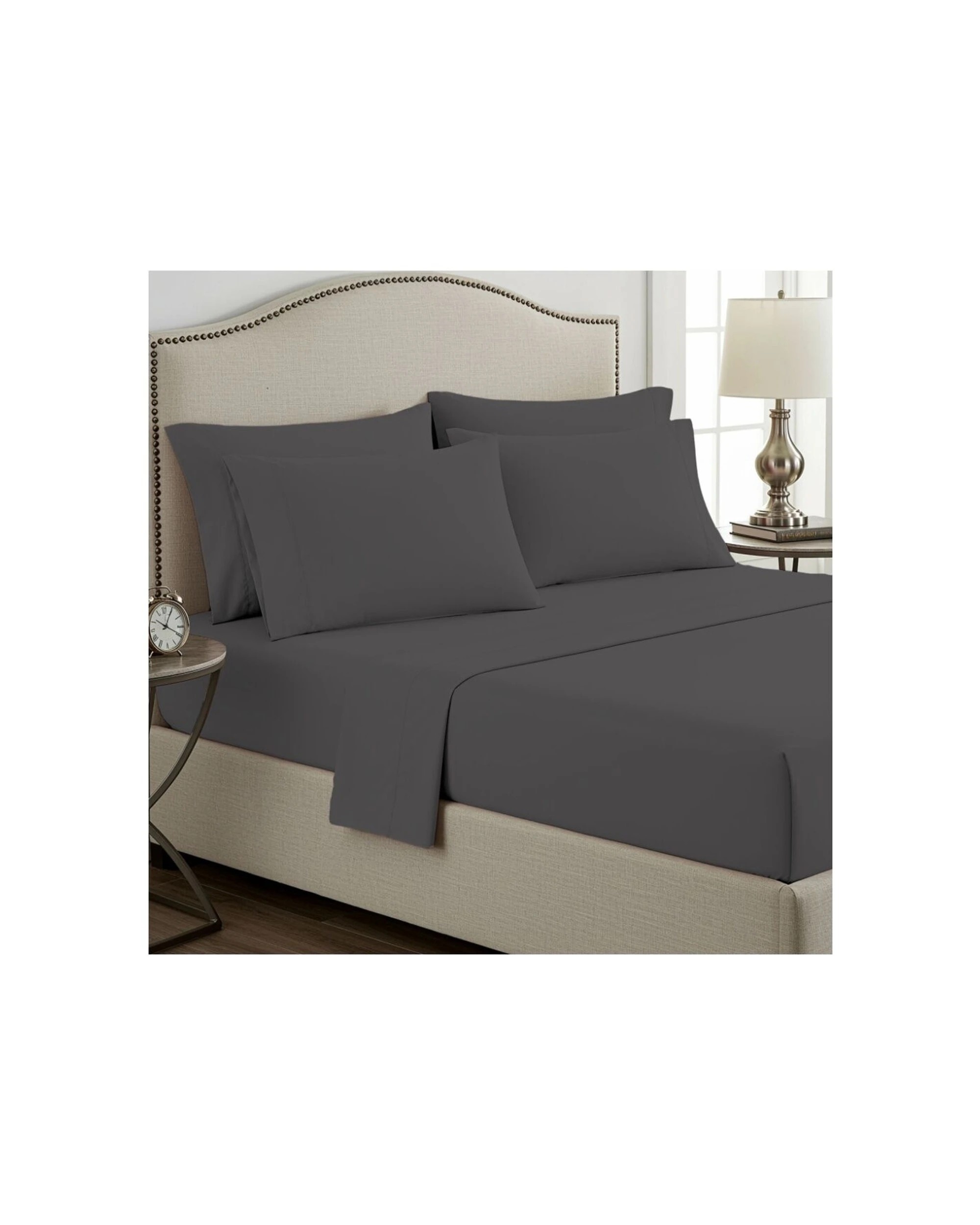 1 Grosvenor House Dyed Bamboo Cotton Bed Sheet Sets 400TC - King Bed - Grey, 1 of 3