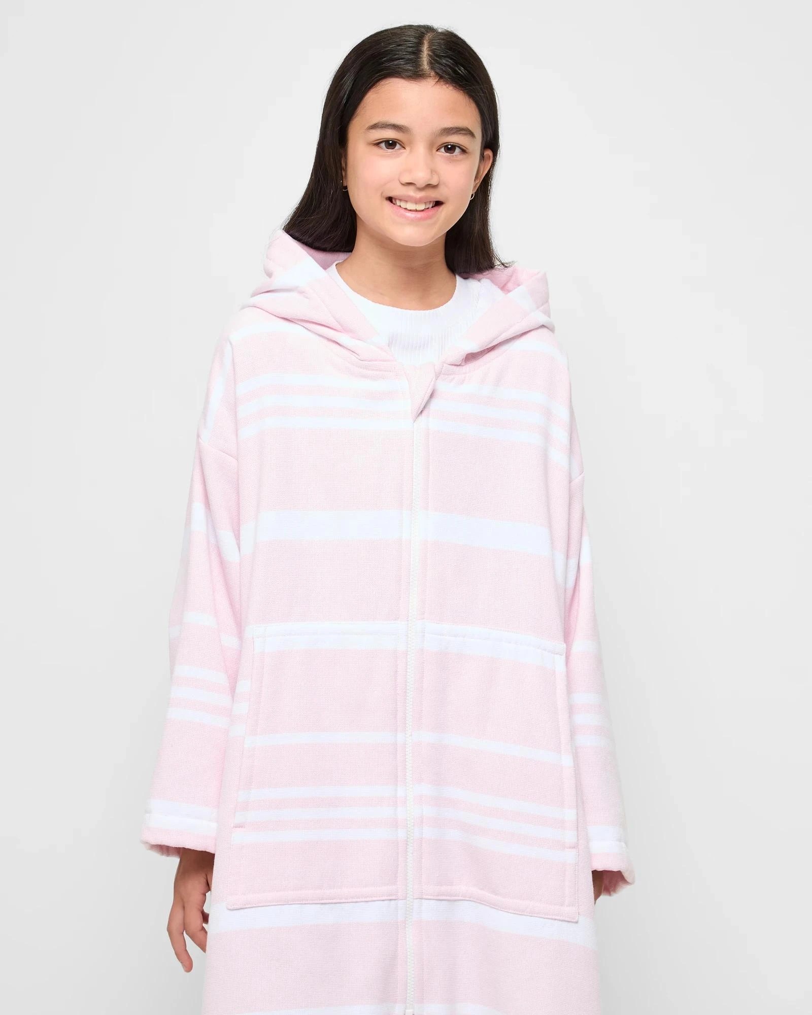 2 Target Henley Kids  Zip Thru Hooded Towel - Pink, 2 of 6