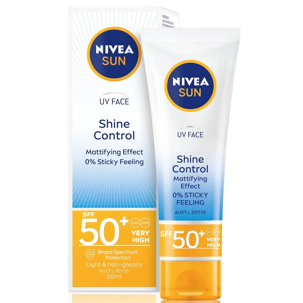 1 Nivea Sun UV Face Shine Control SPF50 High Broad Spectrum Cream 50ml, 1 of 8