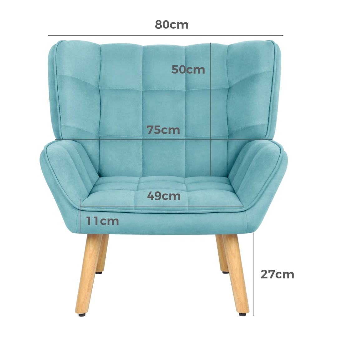 6 Alfordson Armchair Accent Chair Upholstered Lounge Sofa Tub Couch Velvet - Blue, 6 of 9