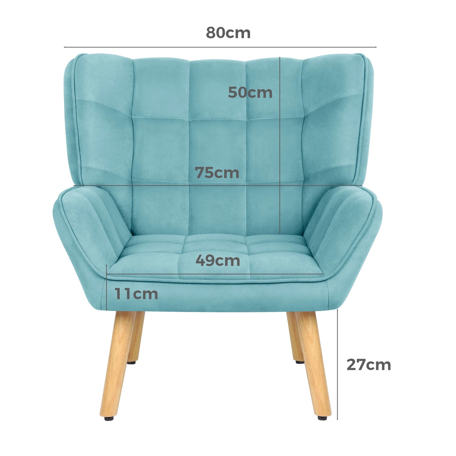 6 Alfordson Armchair Accent Chair Upholstered Lounge Sofa Tub Couch Velvet - Blue, 6 of 9