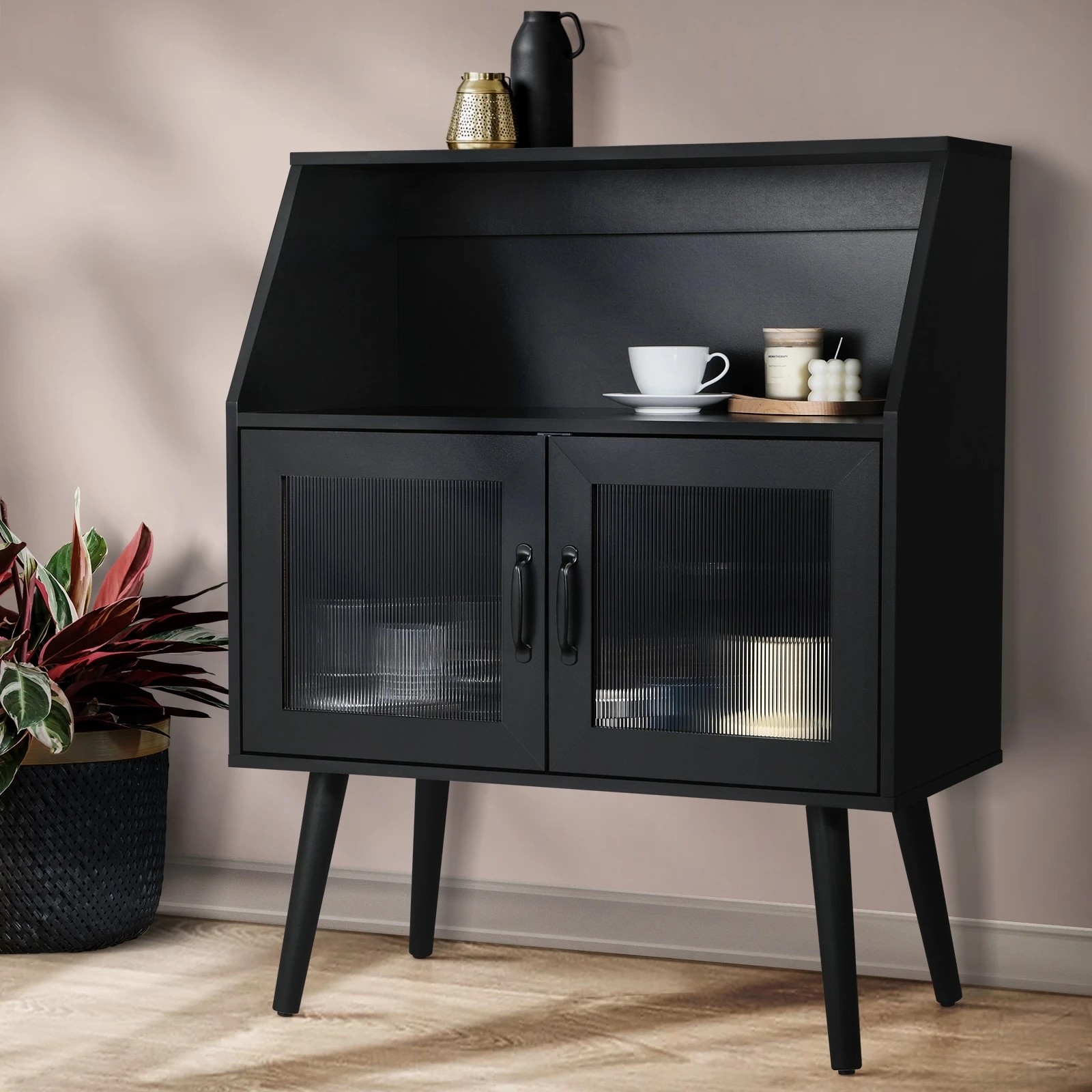 2 Oikiture Buffet Sideboard Fluted Door
 - Black, 2 of 10