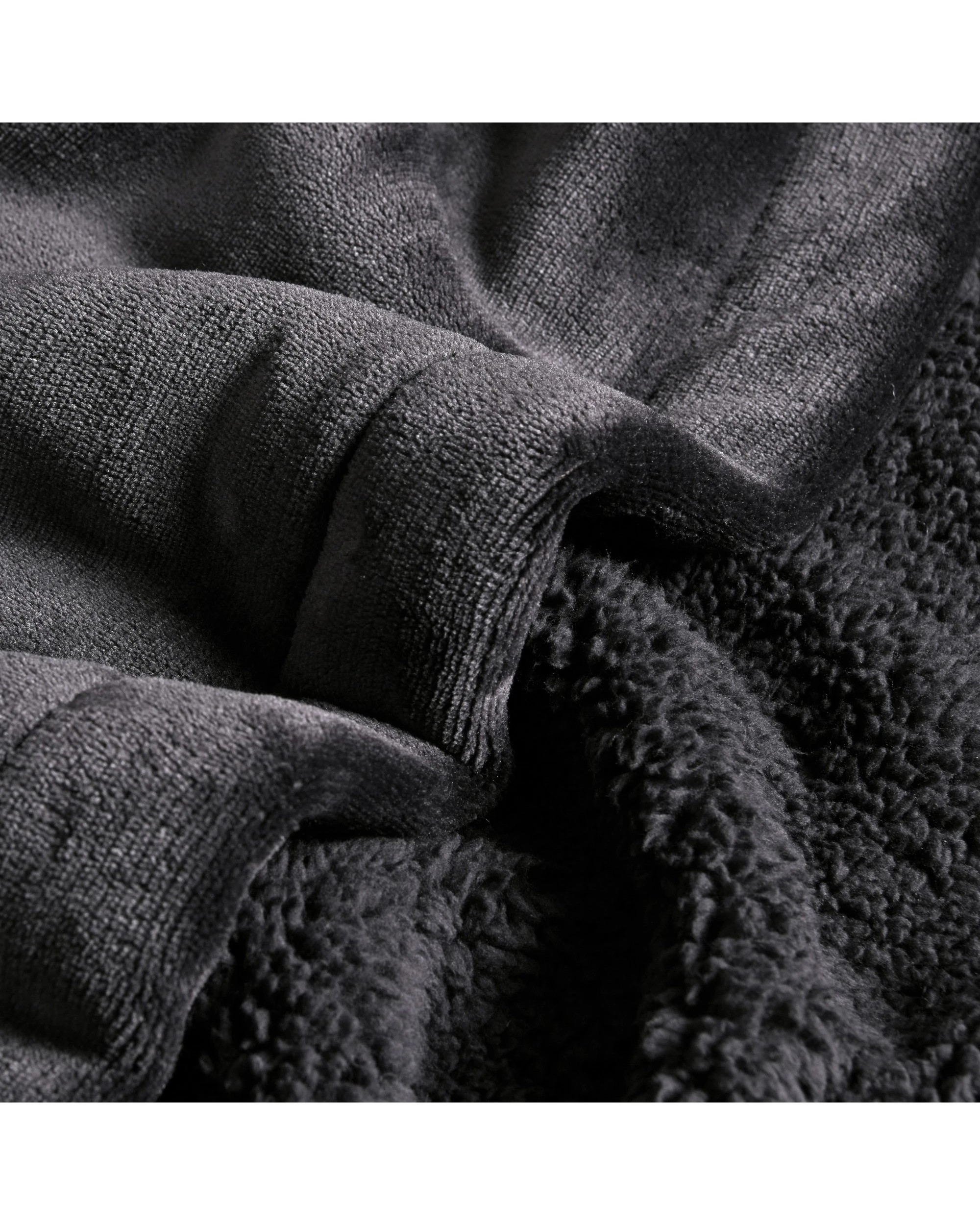 3 Serene Hudson Fleece and Sherpa Reverse Throw Blanket 130x170cm - Charcoal, 3 of 5