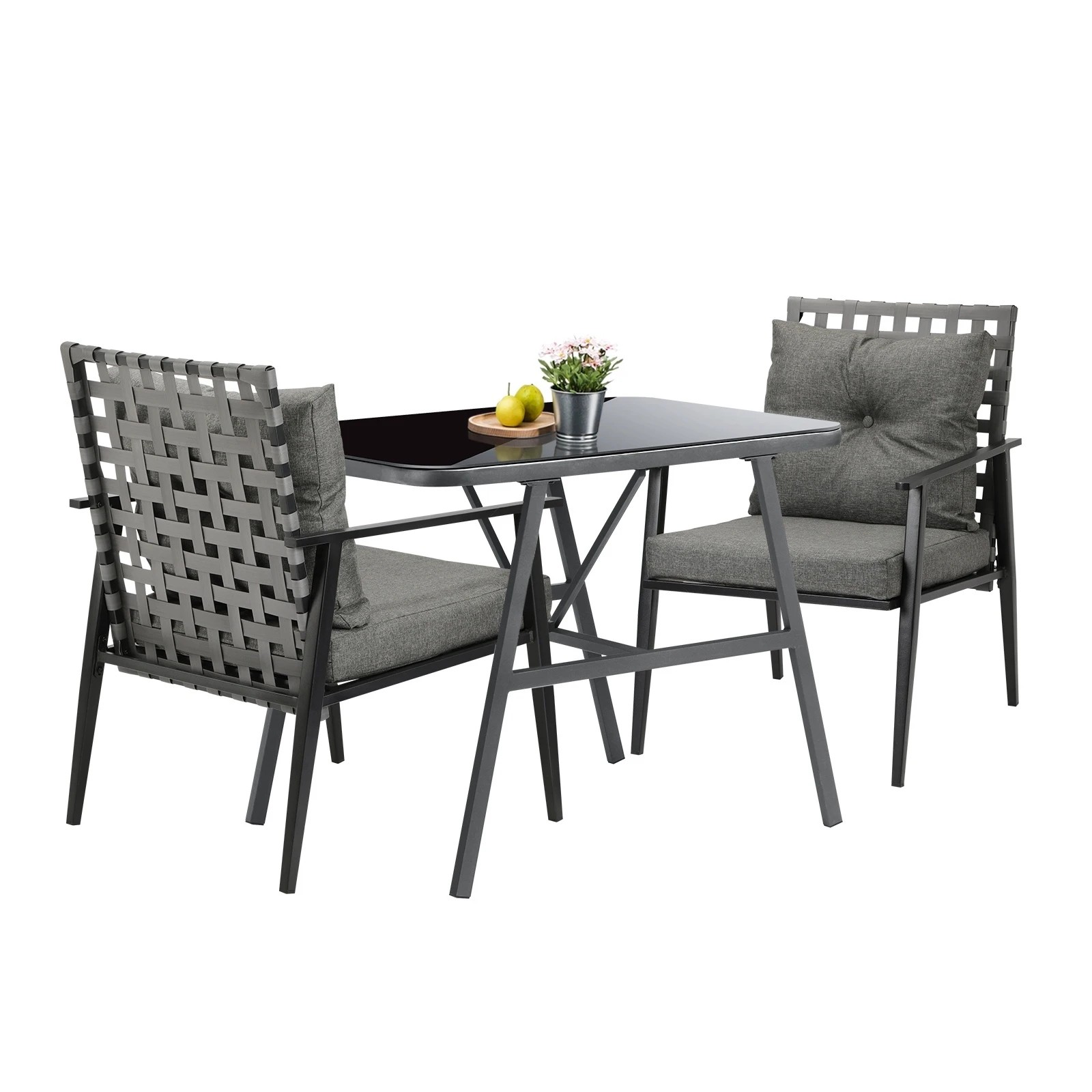 1 Livsip Outdoor Dining Setting Garden Patio Furniture Rattan Chairs Set 3 Piece - Multi, 1 of 9