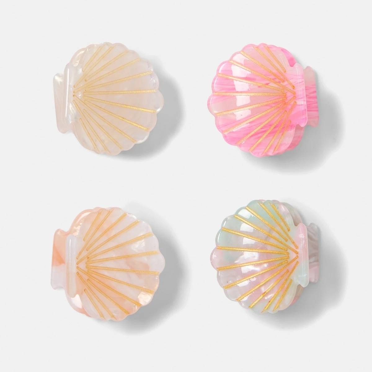 1 4 Pack Pink Mini Shell Claw Hair Clips, 1 of 4