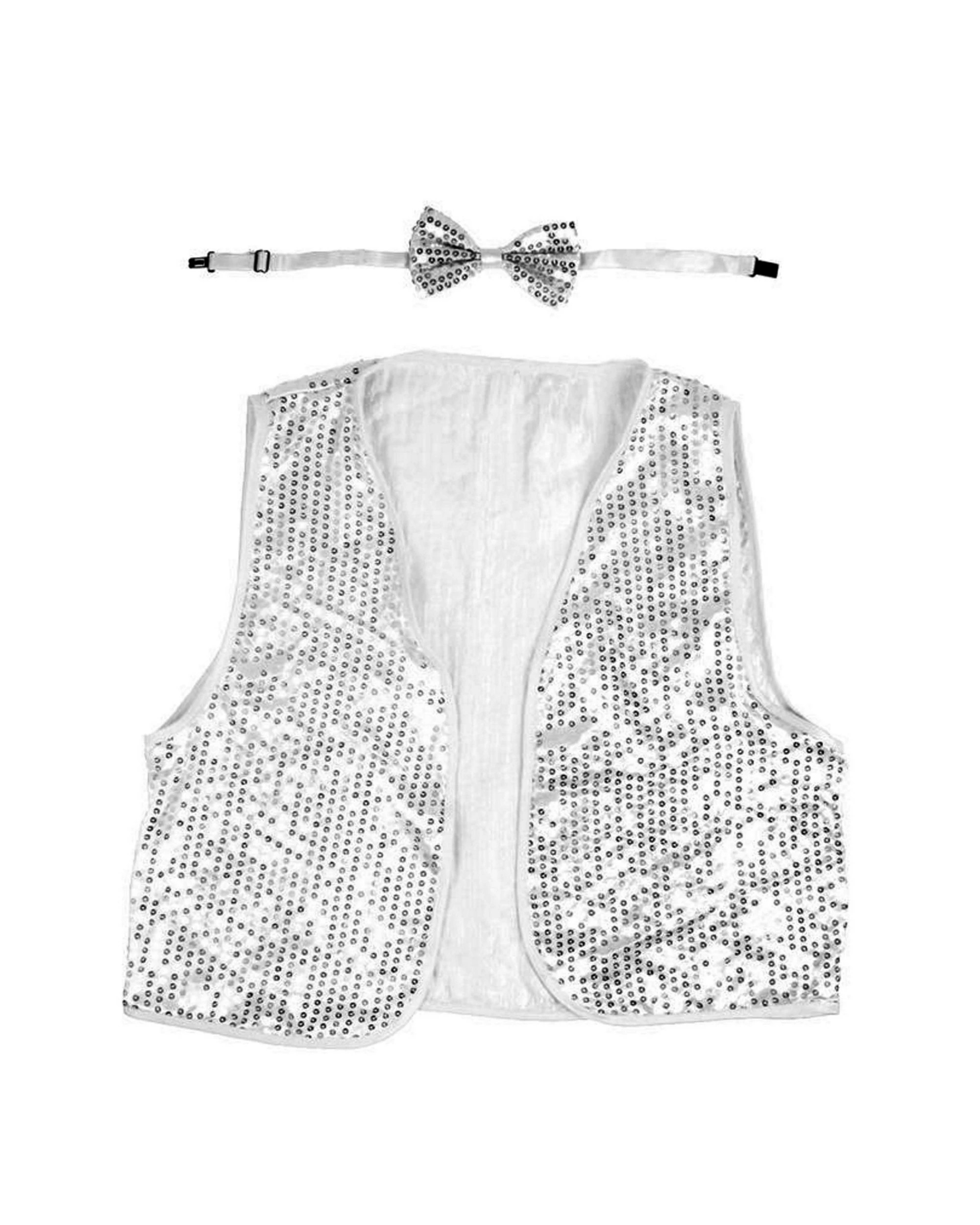 1 Partyrama Adult Silver Sequin Bow Tie & Vest Set, 1 of 1