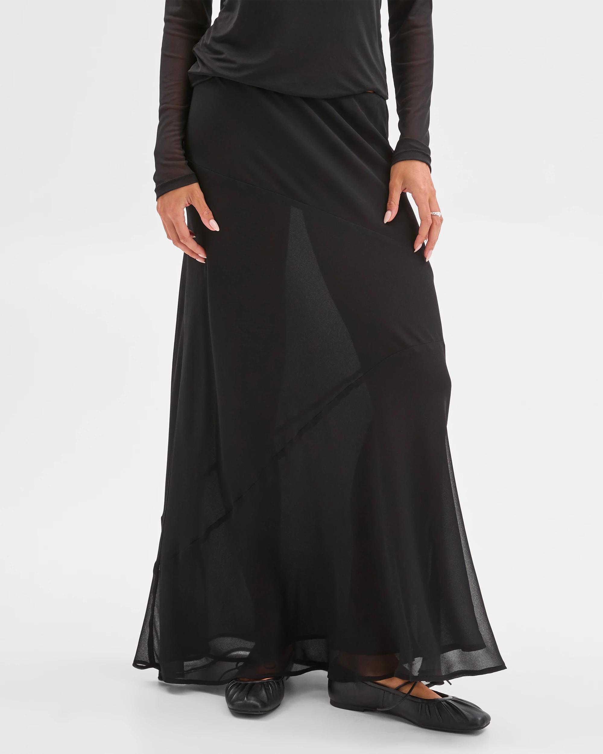 5 Lily Loves Georgette Maxi Skirt BLACK, 5 of 7